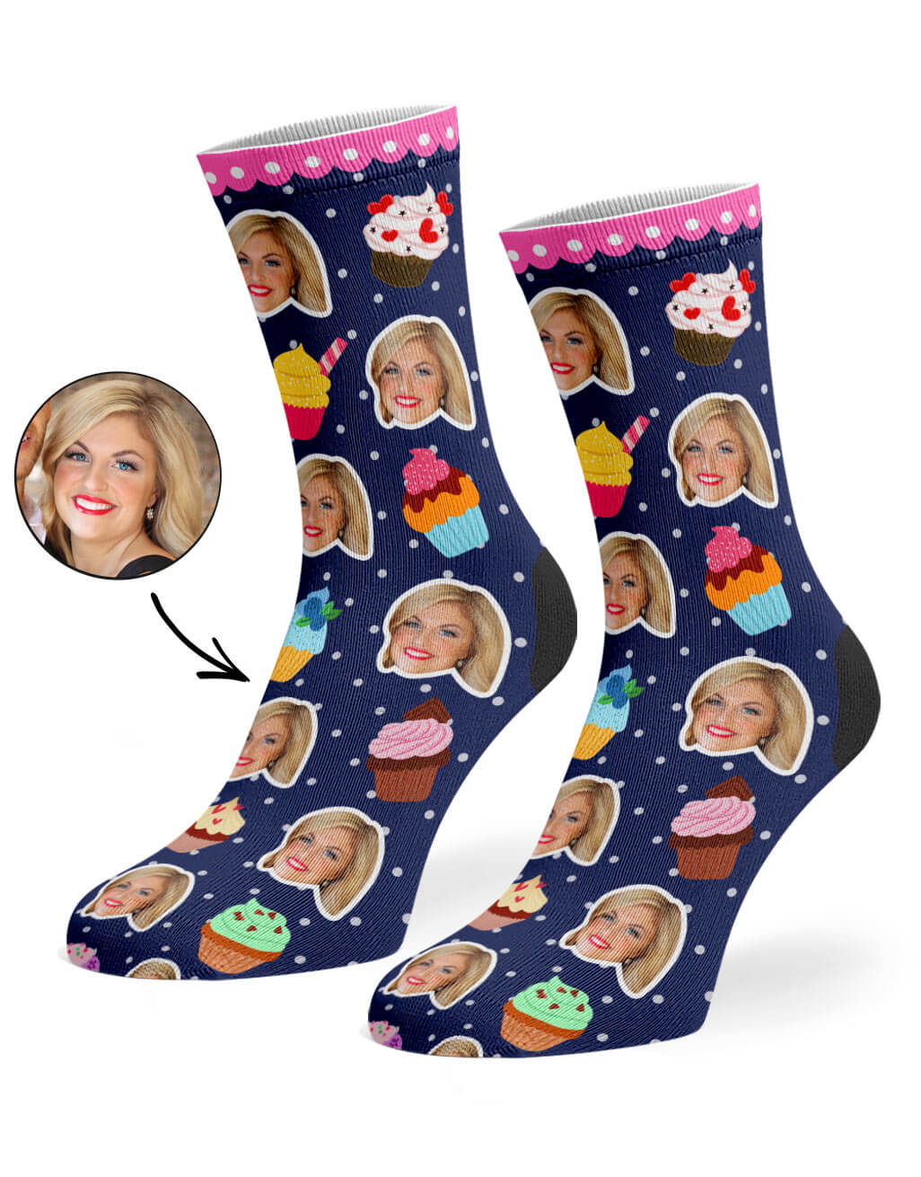 Cupcake Face Custom Socks