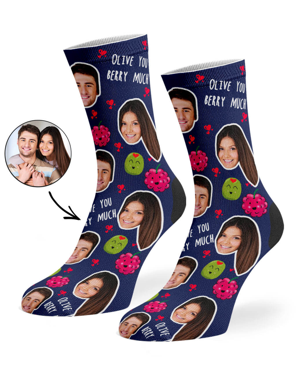 Olive You Berry Much Custom Socks
