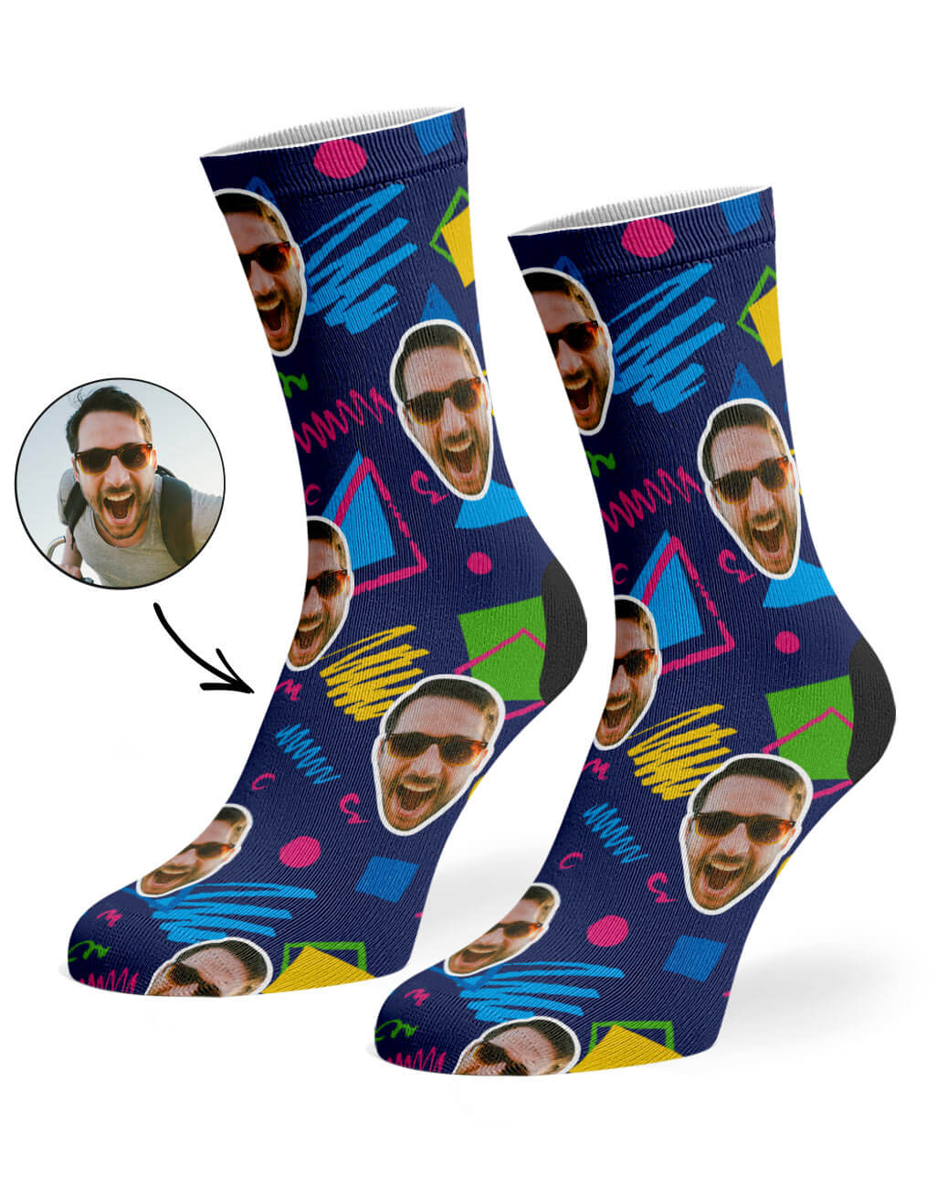 Retro Doodle Face Custom Socks