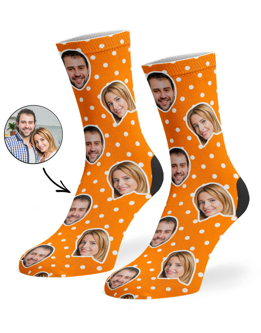 Couples Polka Face Custom Socks