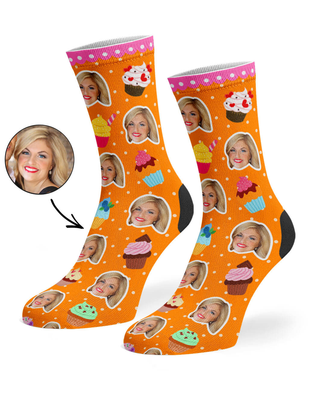 Cupcake Face Custom Socks