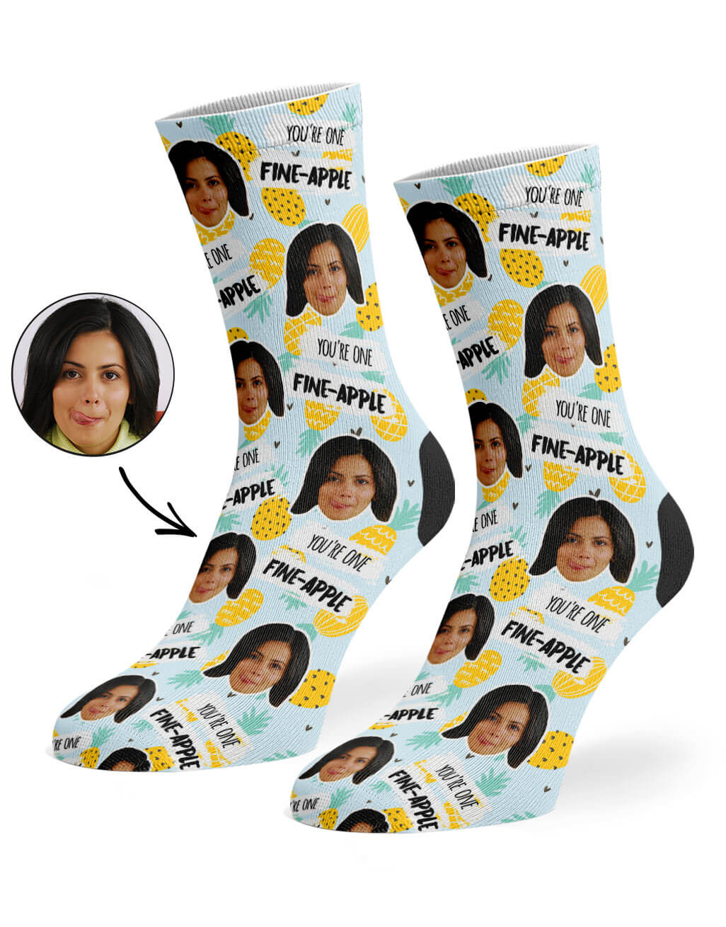 Fine-Apple Face Custom Socks