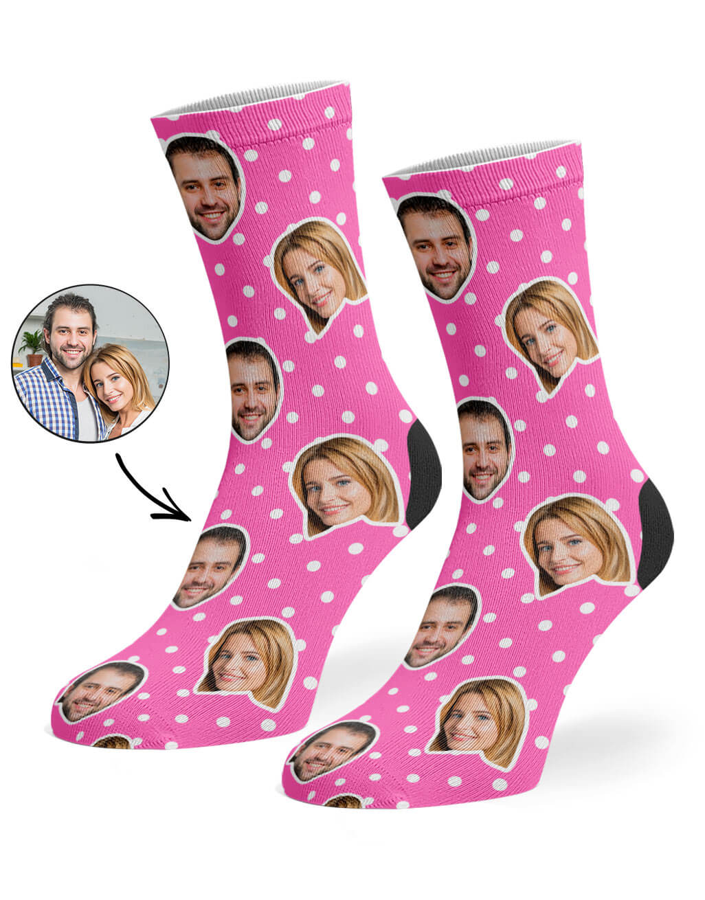 Couples Polka Face Custom Socks