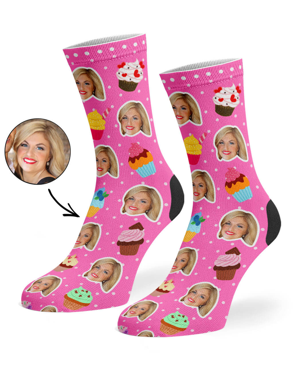 Cupcake Face Custom Socks