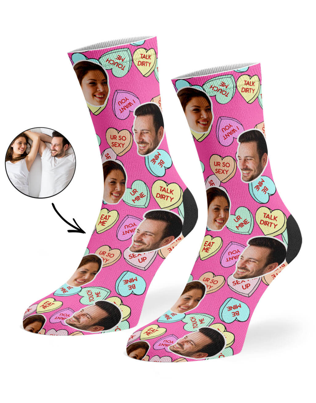 Naughty Love Hearts Custom Socks
