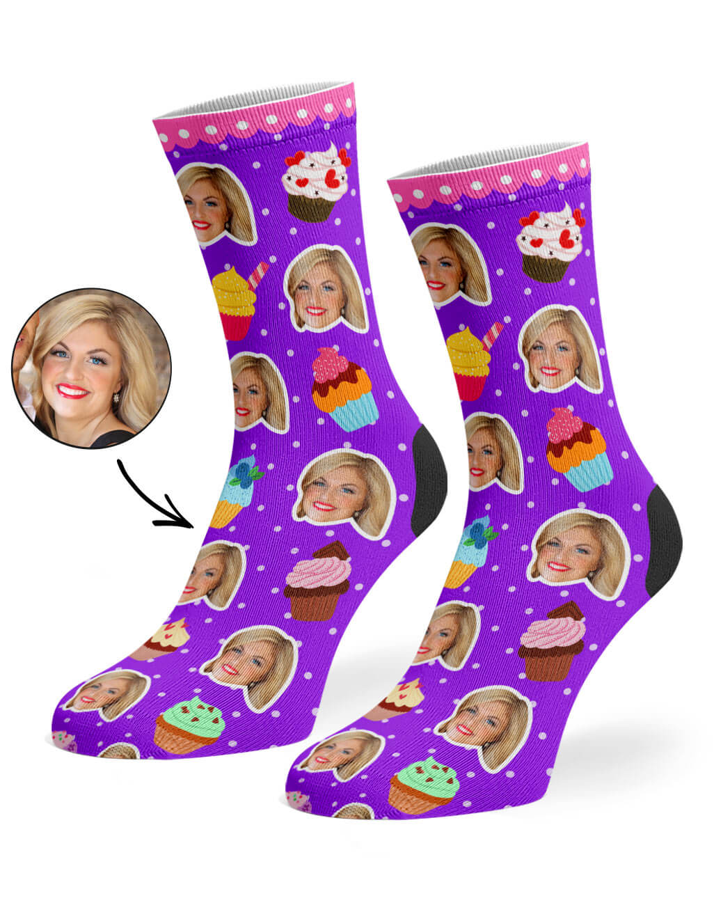 Cupcake Face Custom Socks