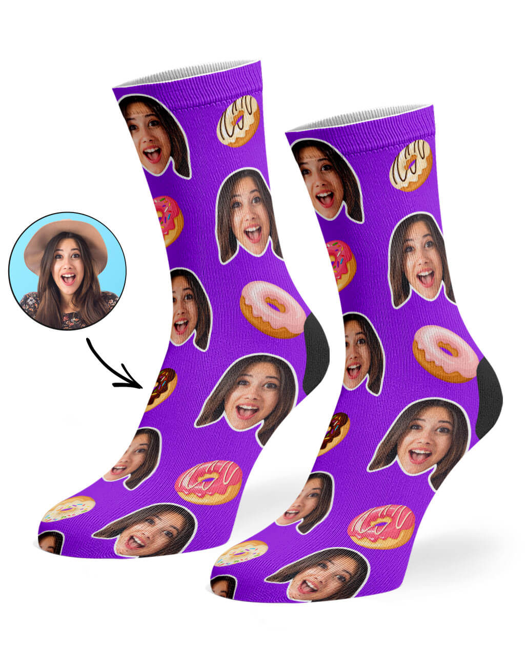 Donut Face Custom Socks