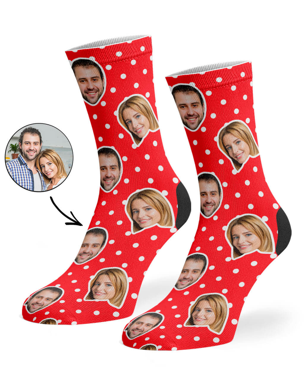 Couples Polka Face Custom Socks