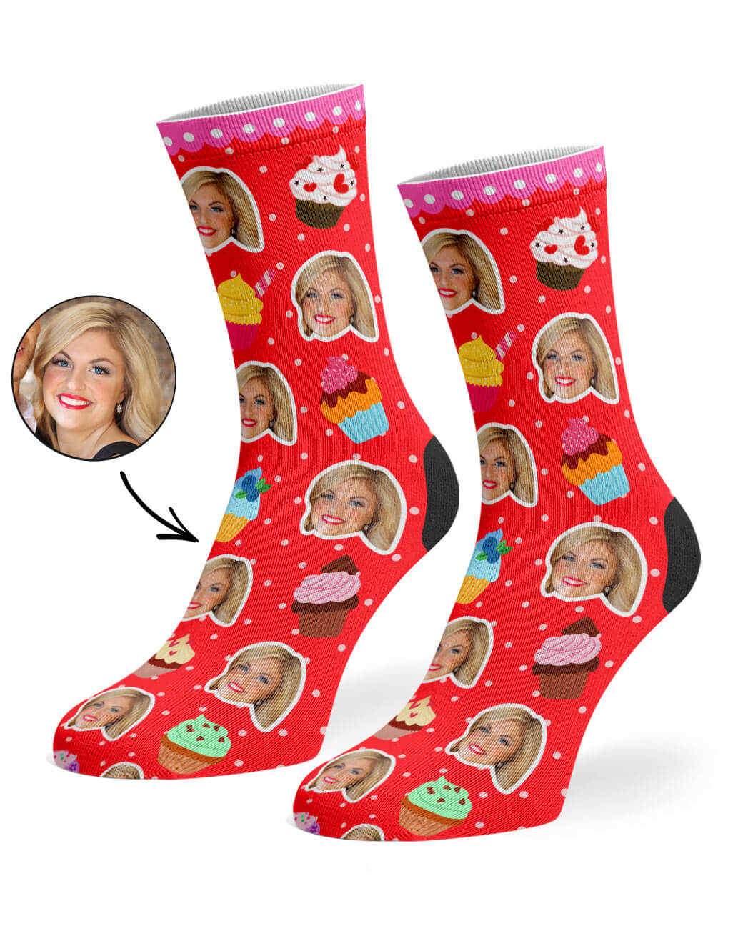 Cupcake Face Custom Socks