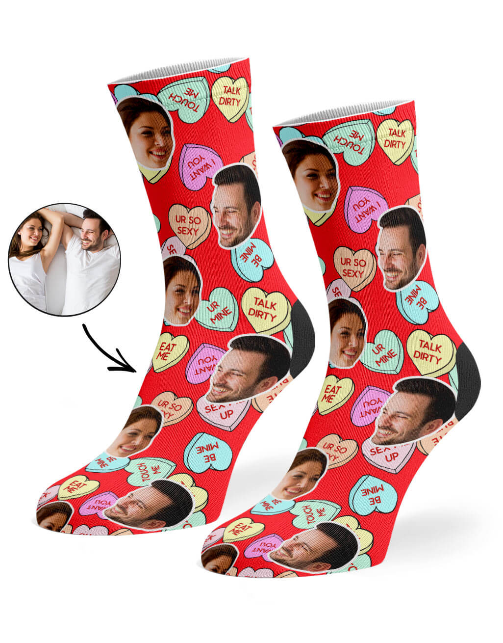 Naughty Love Hearts Custom Socks