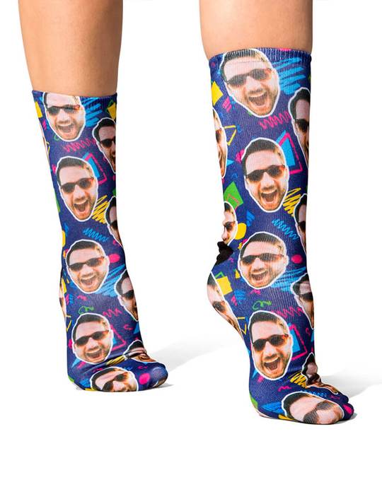 Retro Doodle Face Custom Socks