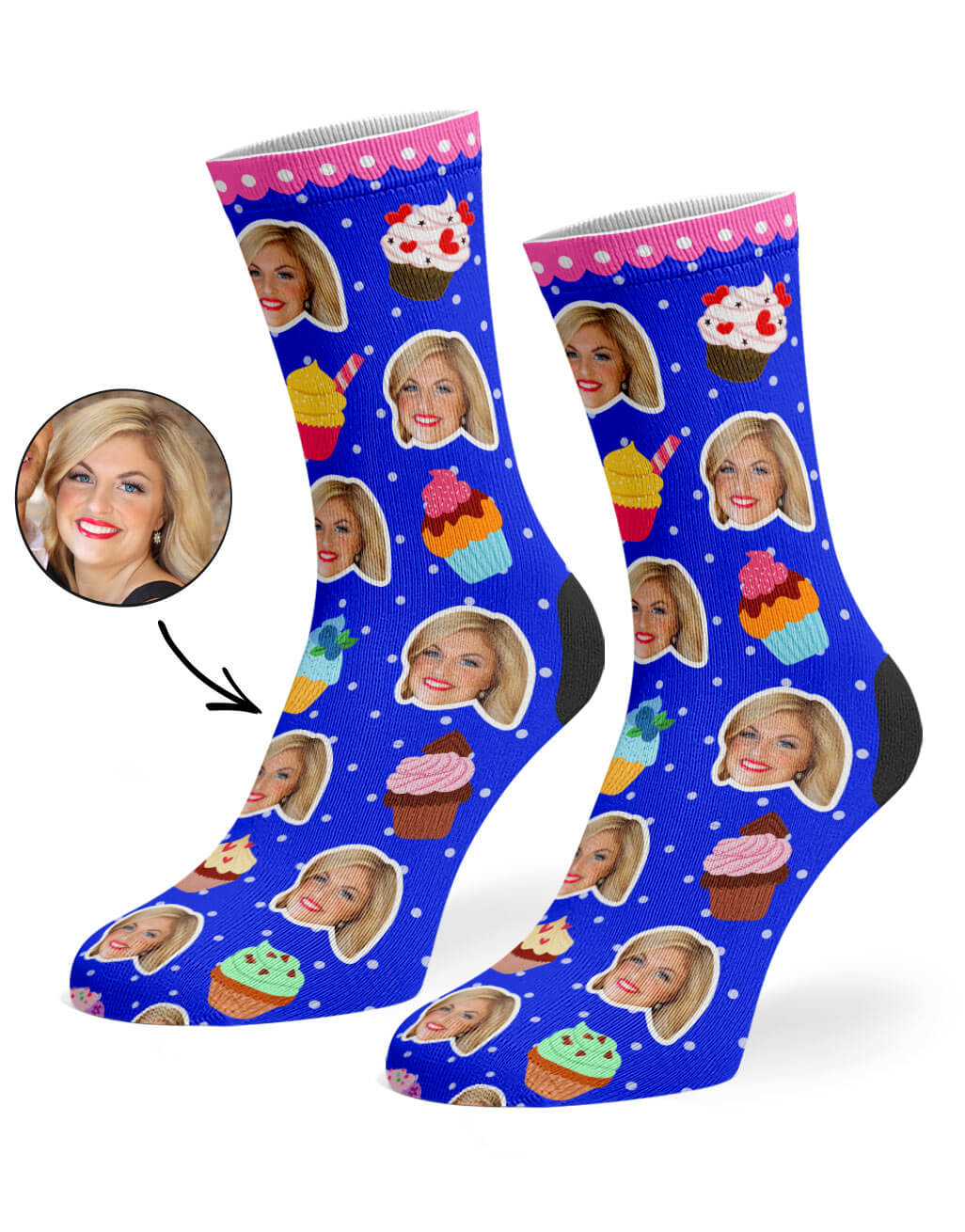 Cupcake Face Custom Socks