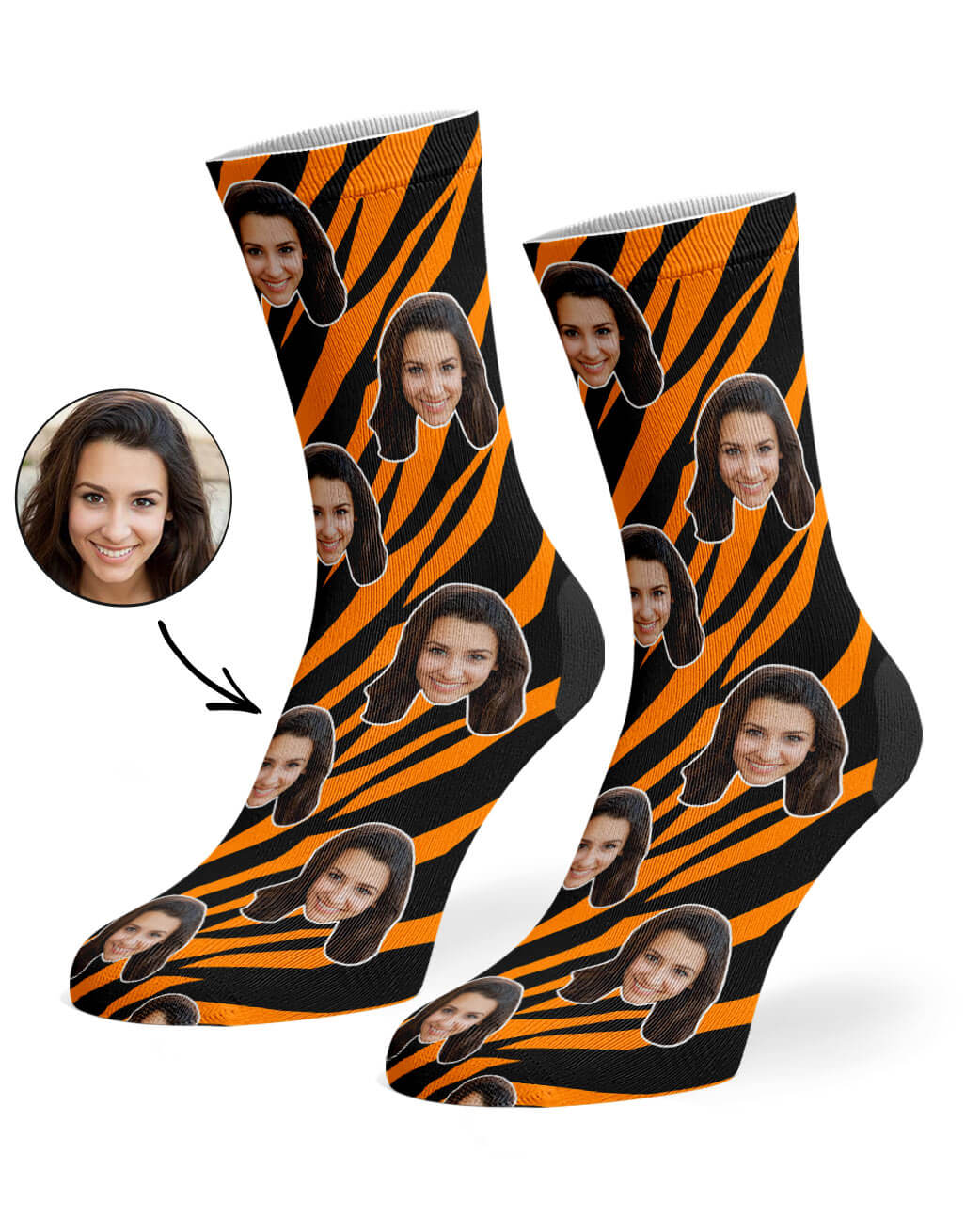 Tiger Print Face Custom Socks