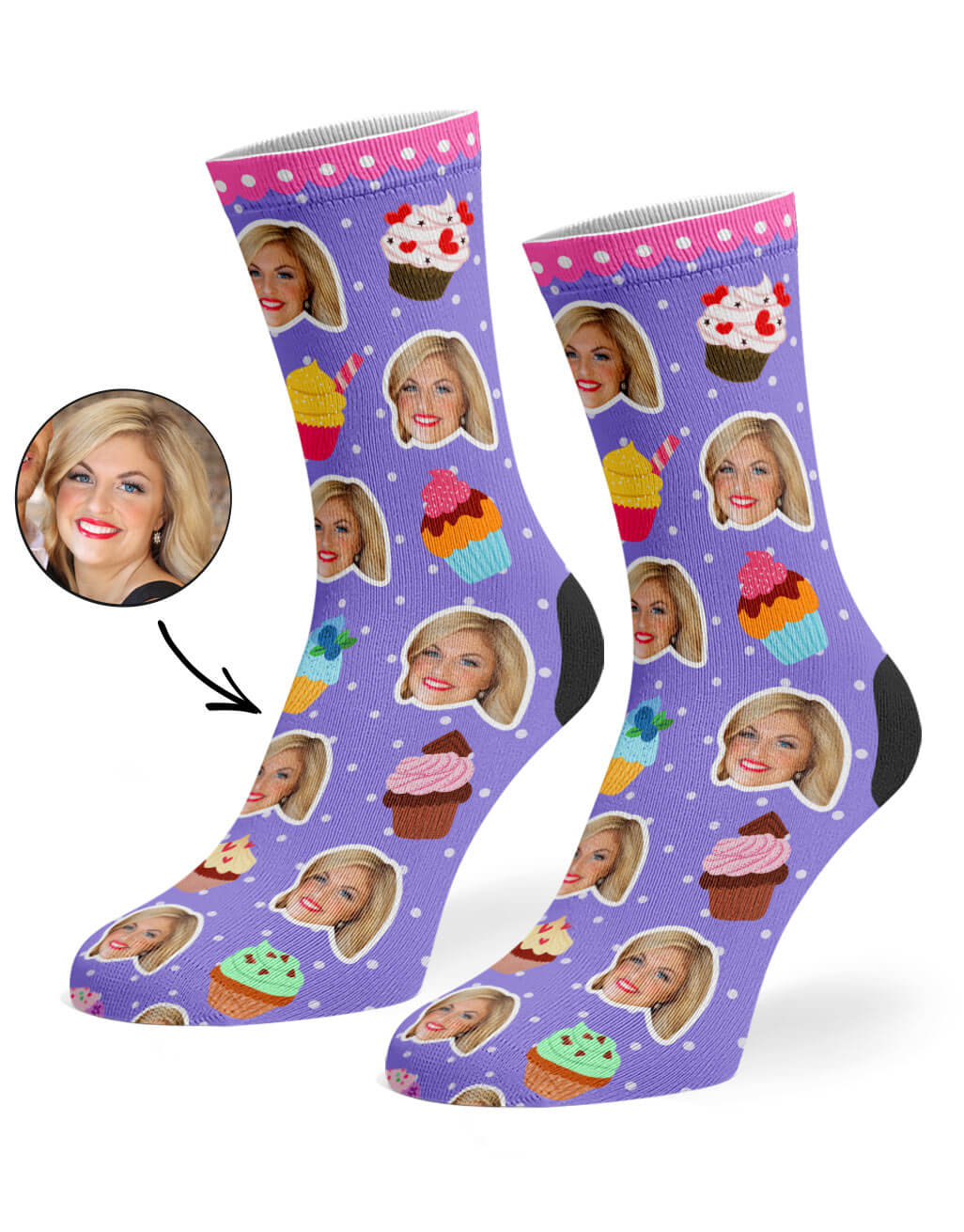 Cupcake Face Custom Socks