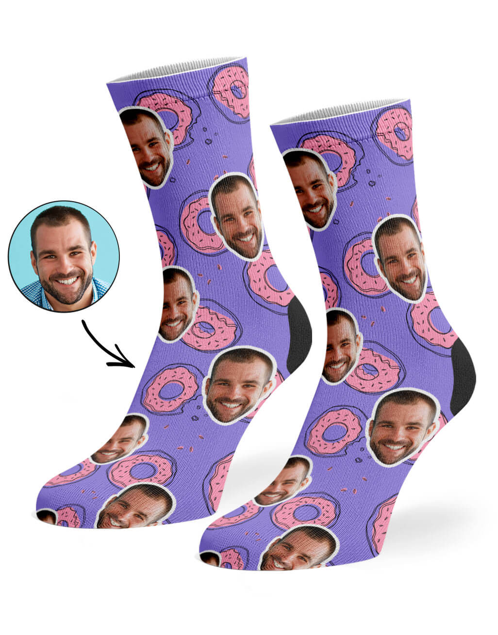 Donut Doodle Pink Custom Socks
