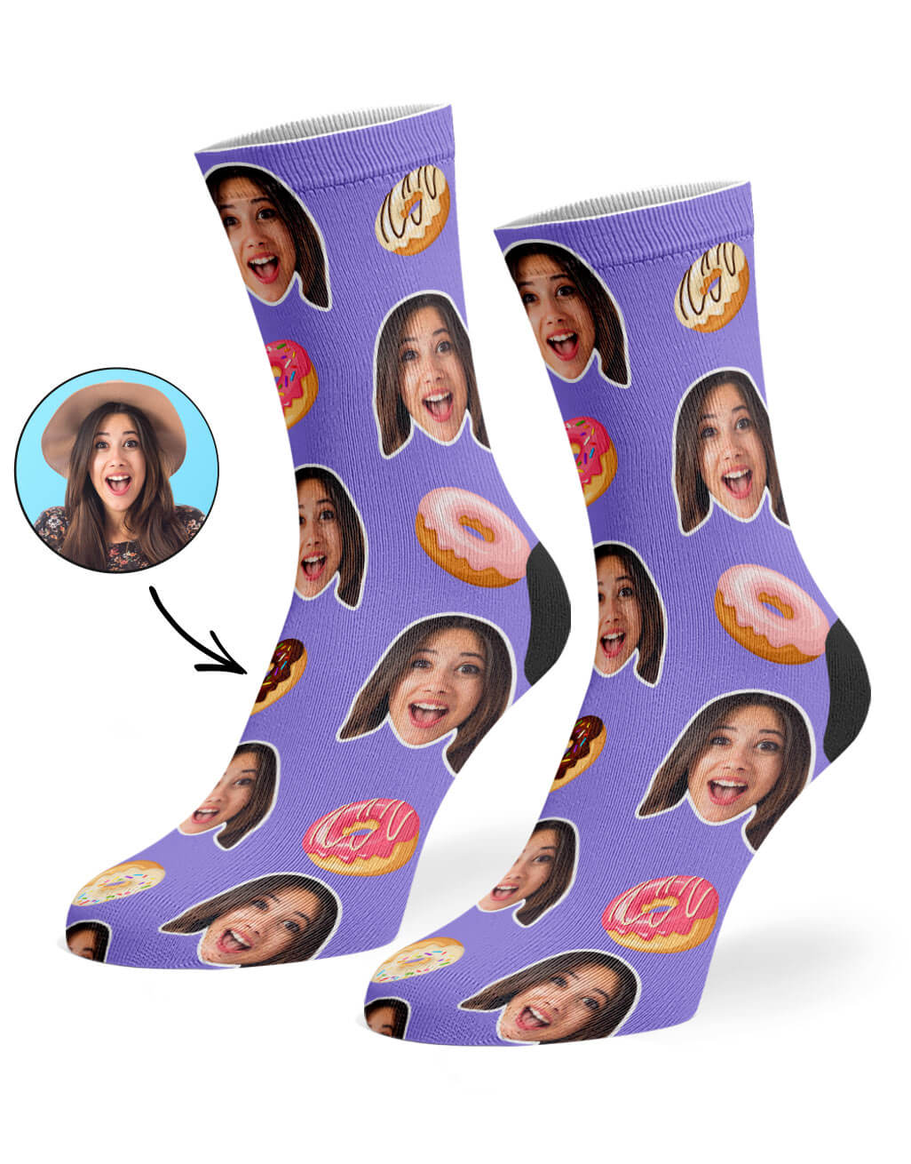 Donut Face Custom Socks