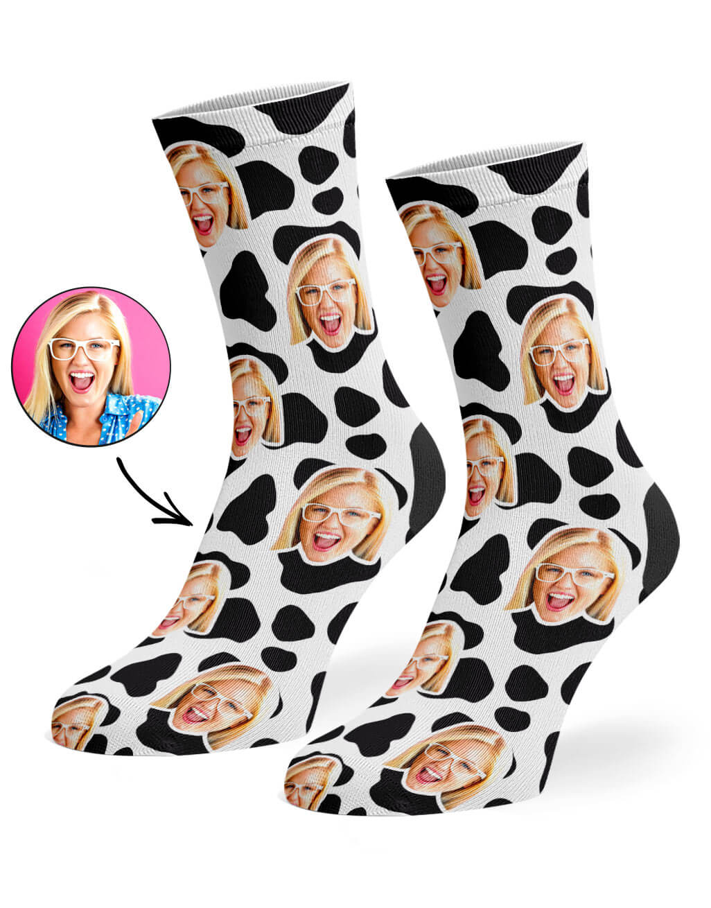 Cow Print Face Custom Socks