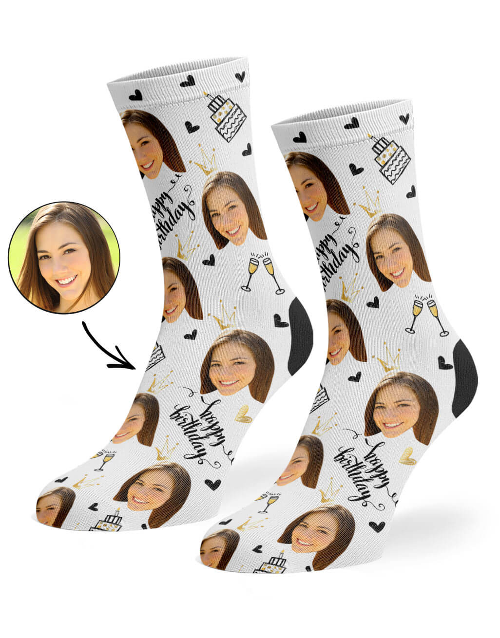 Happy Birthday Champagne Custom Socks