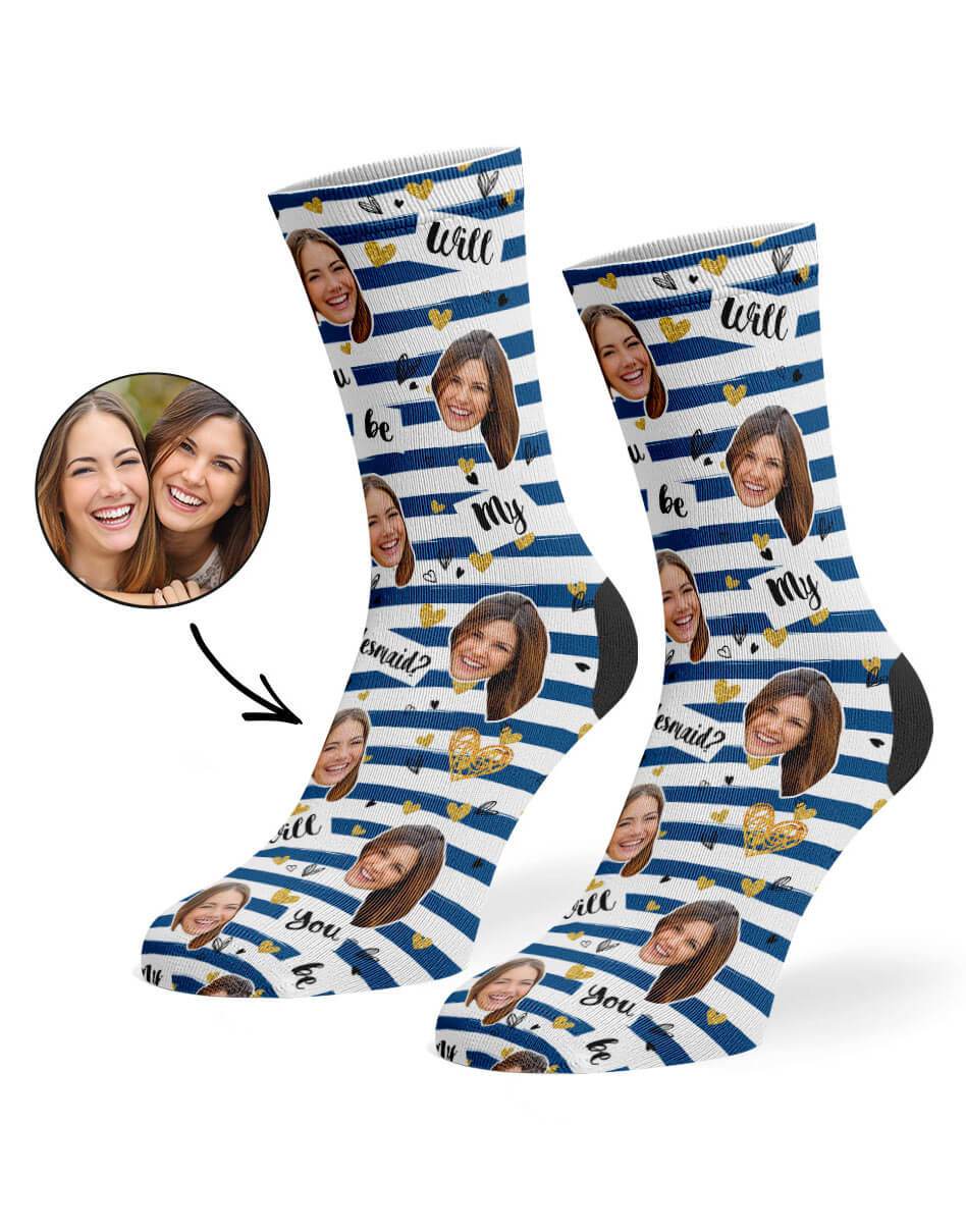 Will You Be My Bridesmaid? Striped Custom Socks