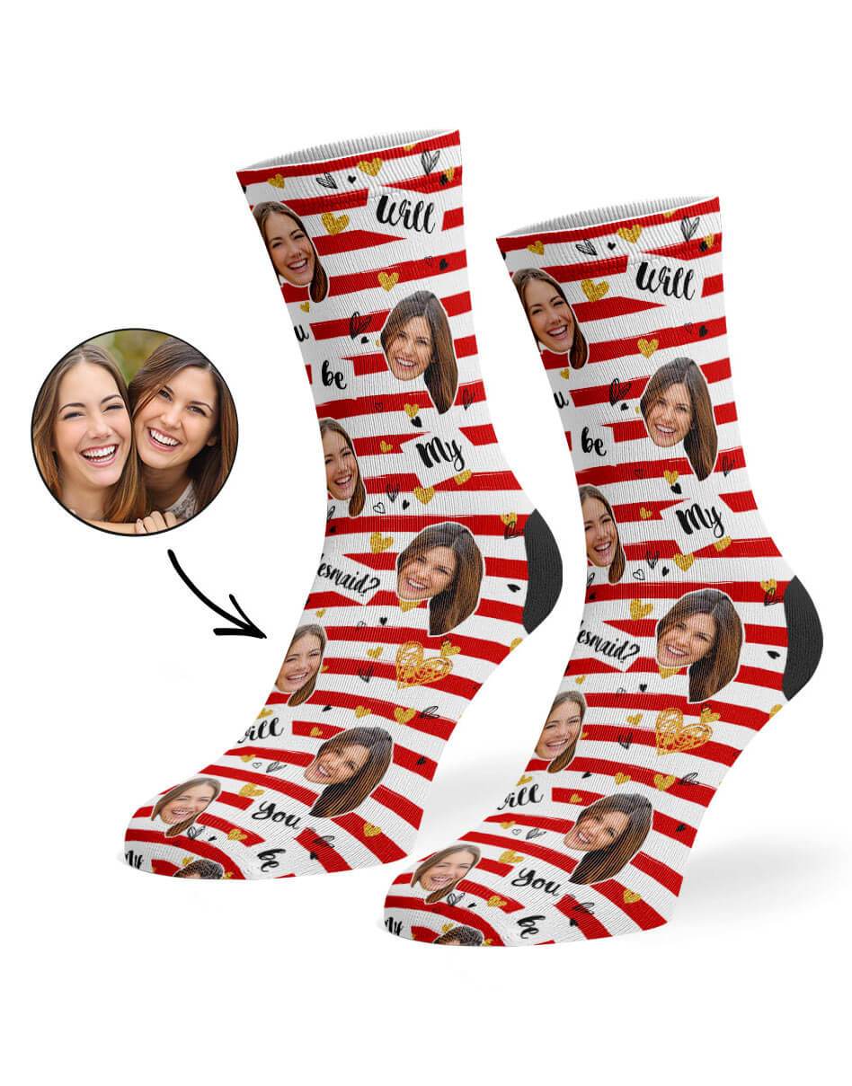 Will You Be My Bridesmaid? Striped Custom Socks