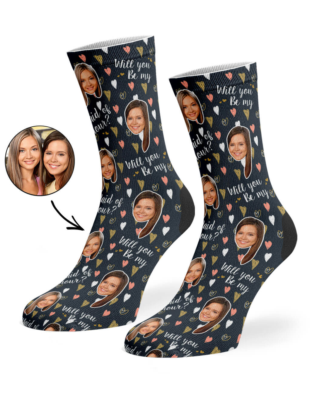 Will You Be My Maid Of Honour? Custom Socks