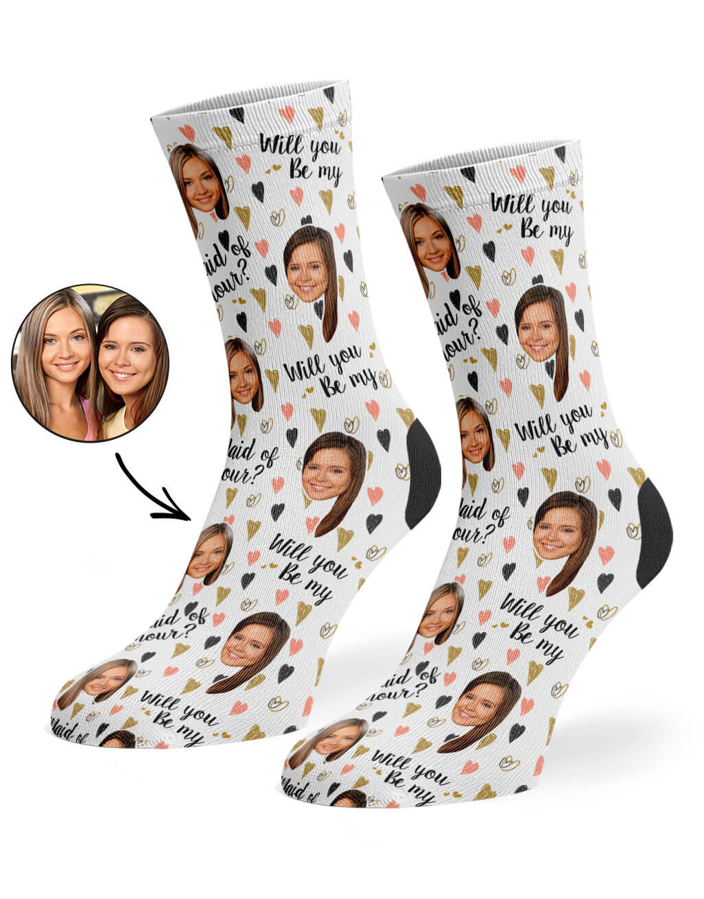 Will You Be My Maid Of Honour? Custom Socks