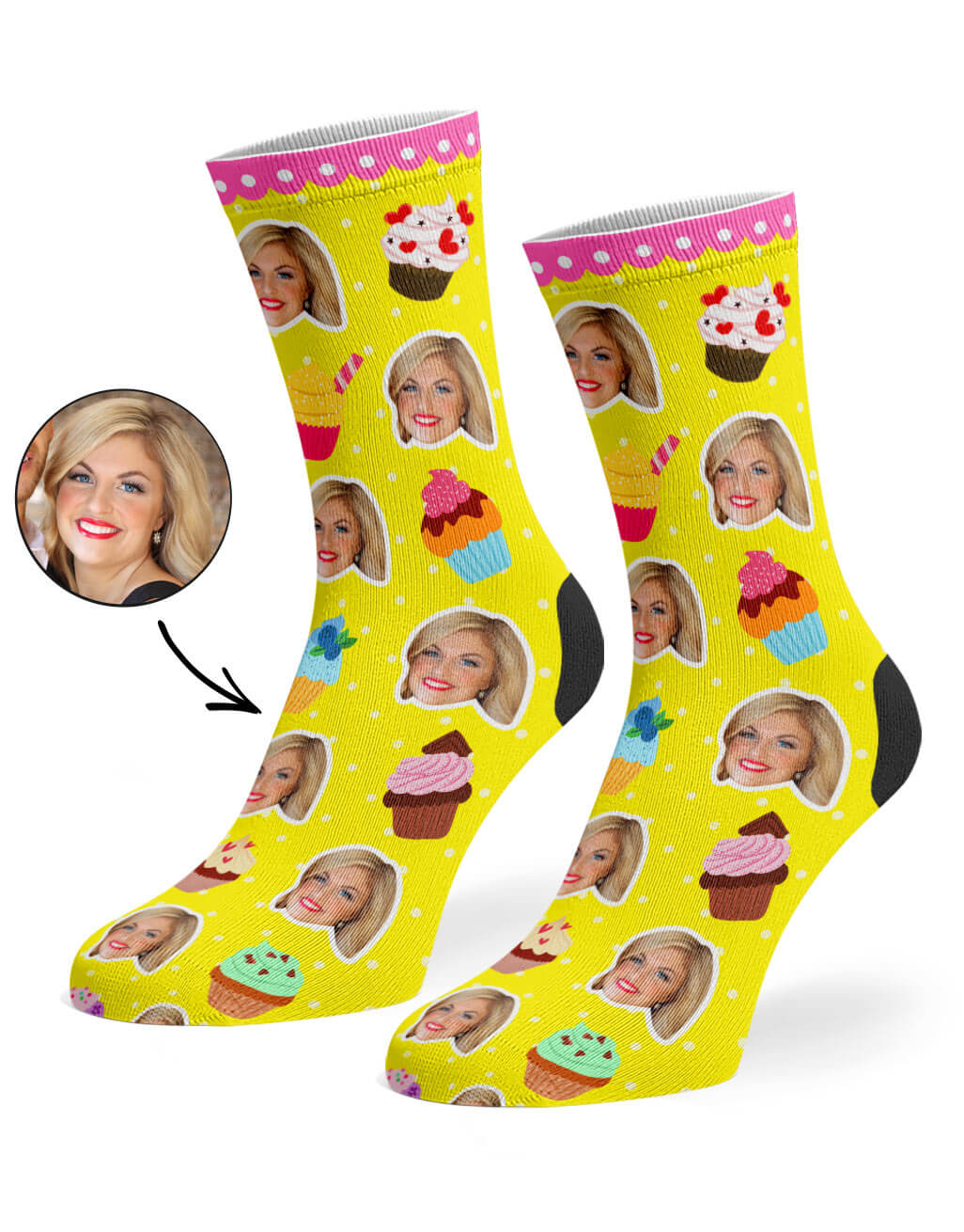 Cupcake Face Custom Socks