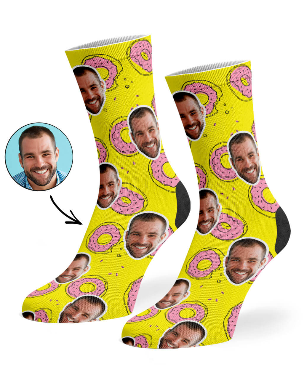 Donut Doodle Pink Custom Socks