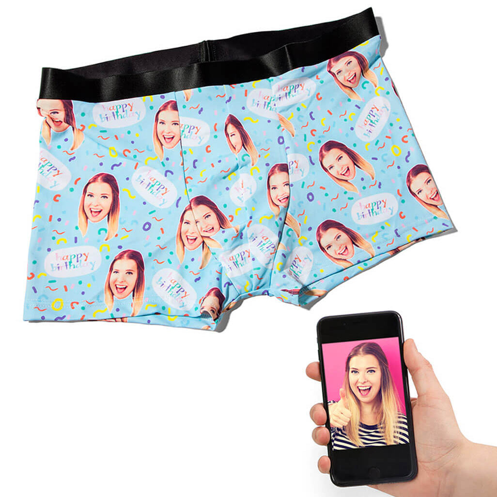 Happy Birthday Face Custom Boxers