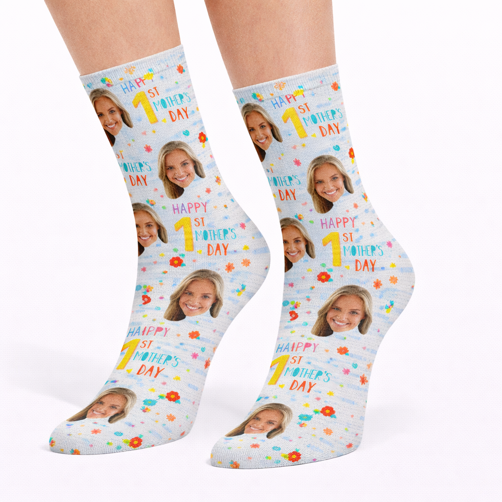 1st Mother's Day Custom Socks
