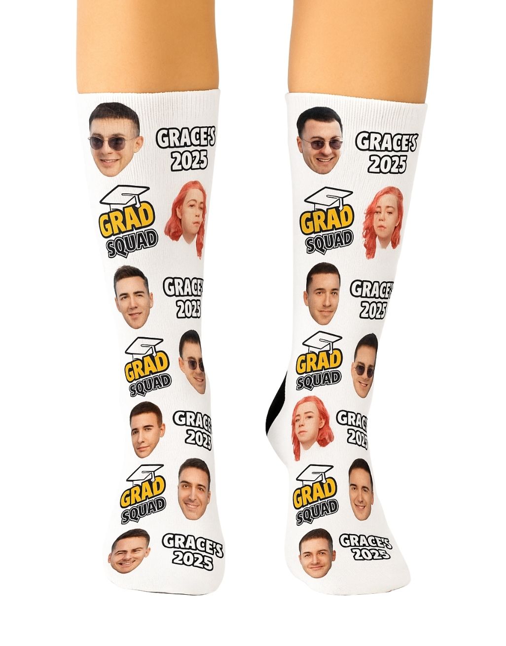 Custom Grad Squad Socks With Your Name & Faces