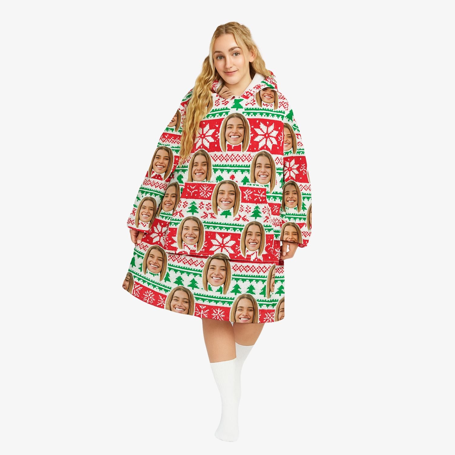 Christmas Face Blanket Hoodie