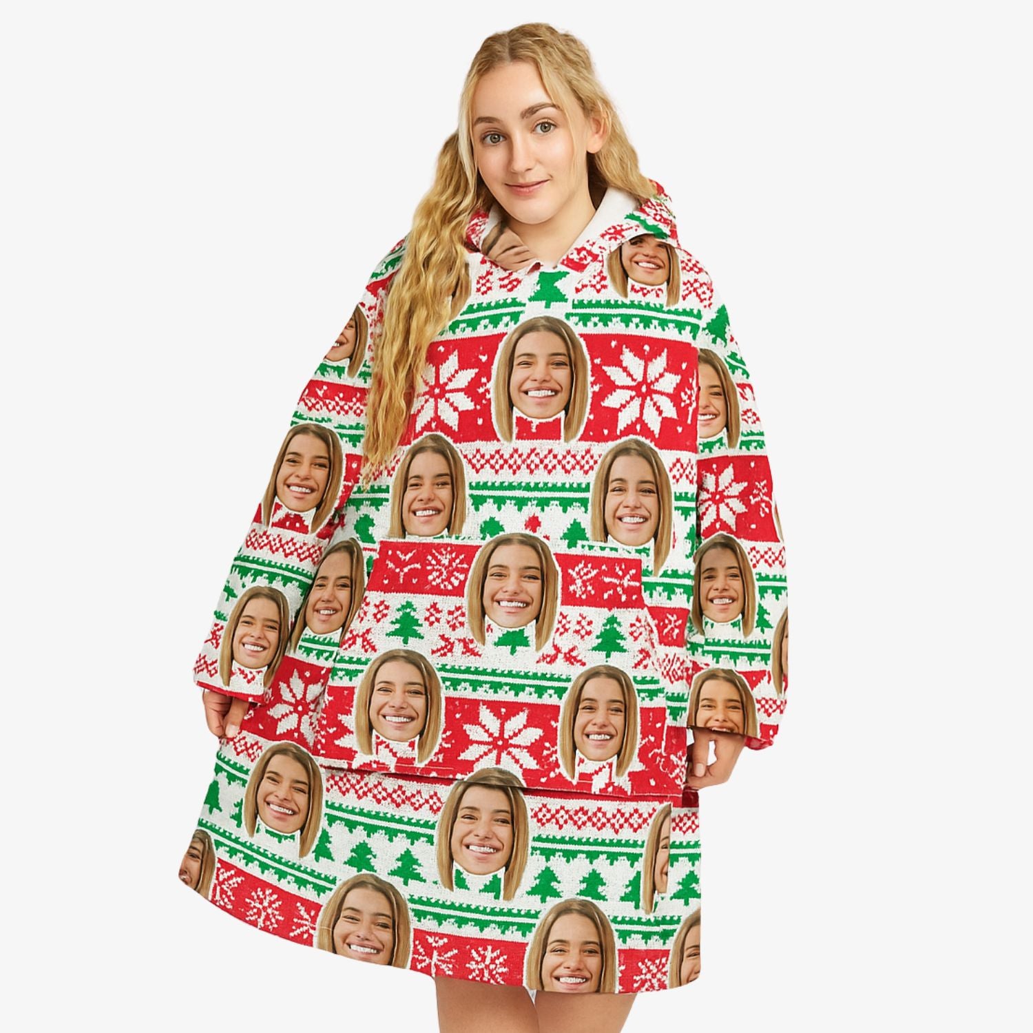 Christmas Face Blanket Hoodie