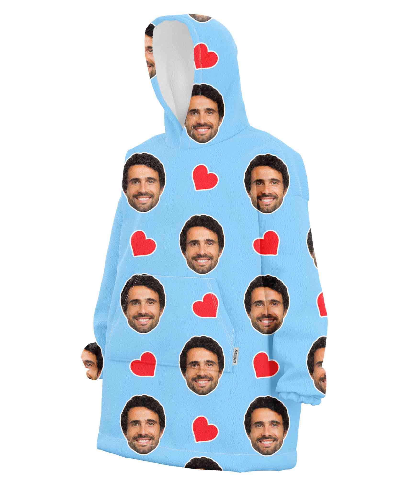 Love Hearts Face Blanket Hoodie