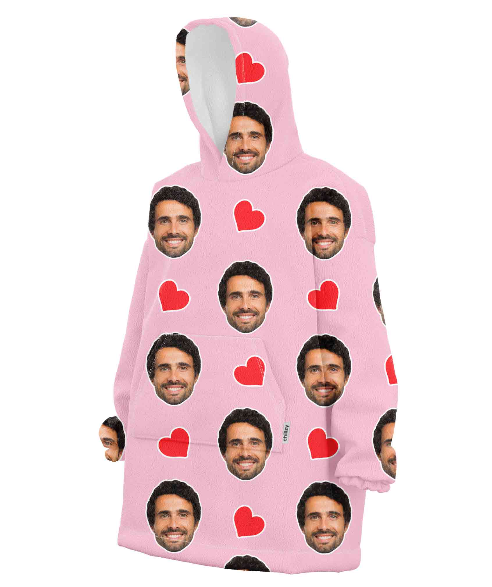 Love Hearts Face Blanket Hoodie