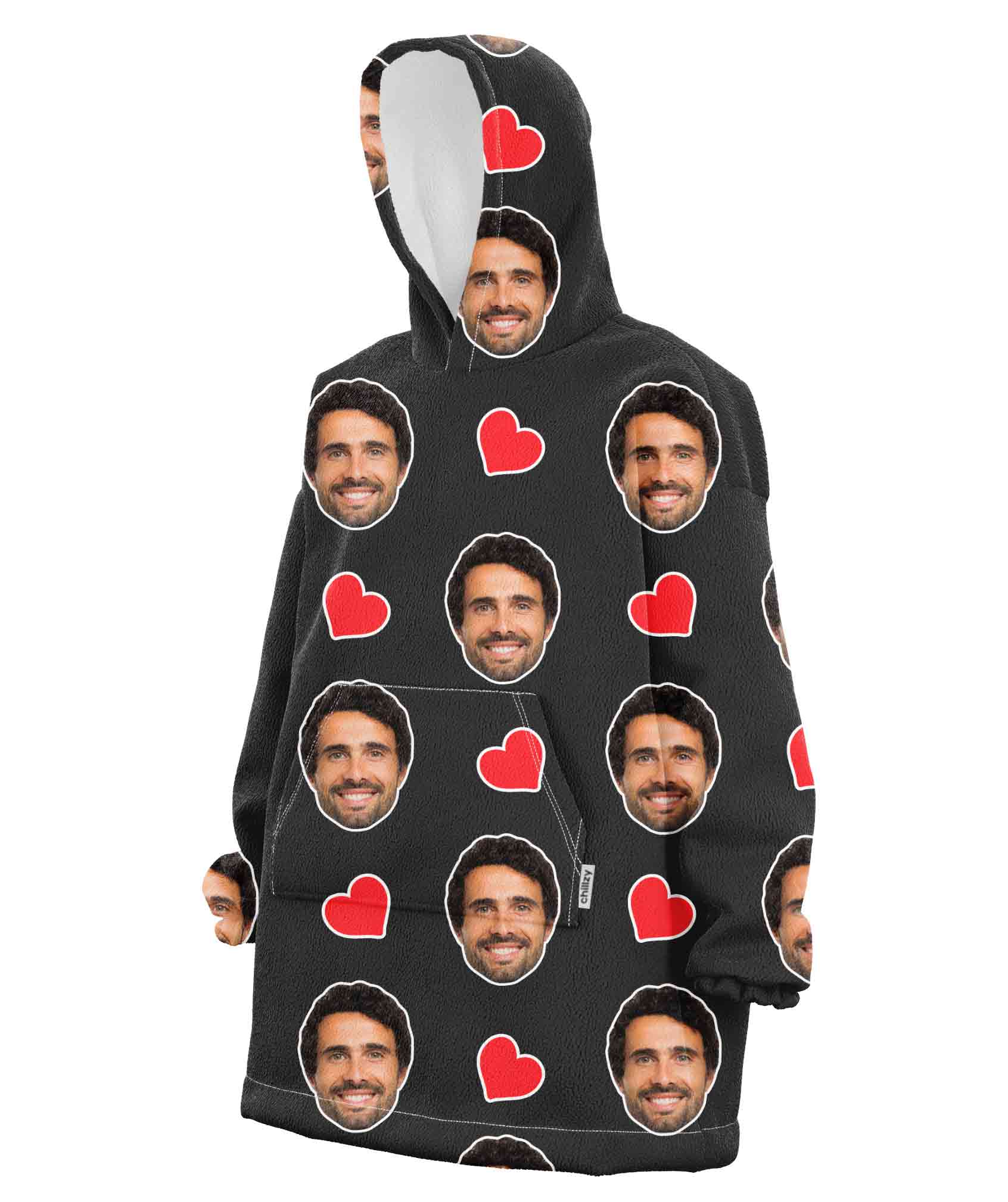 Love Hearts Face Blanket Hoodie