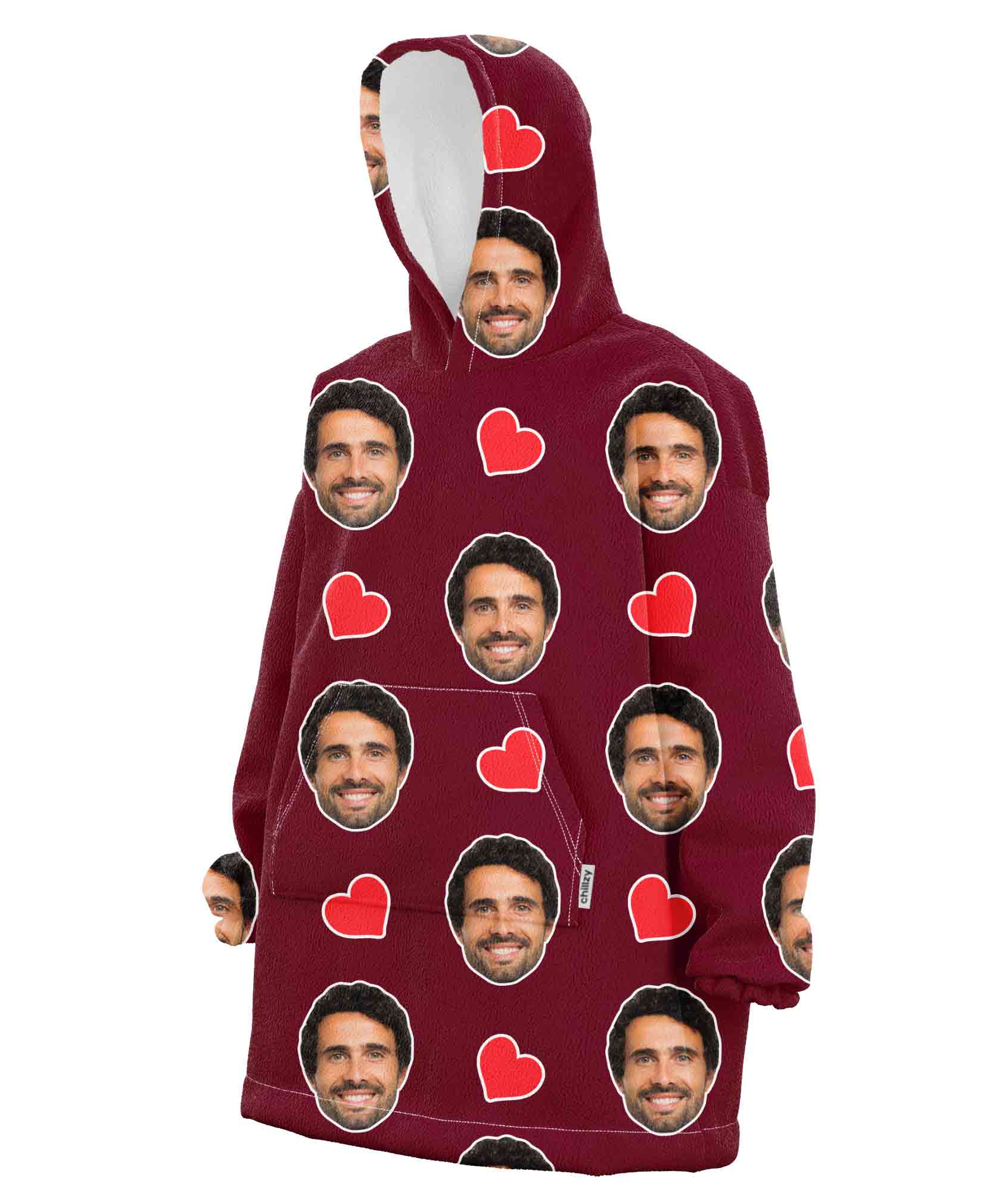 Love Hearts Face Blanket Hoodie