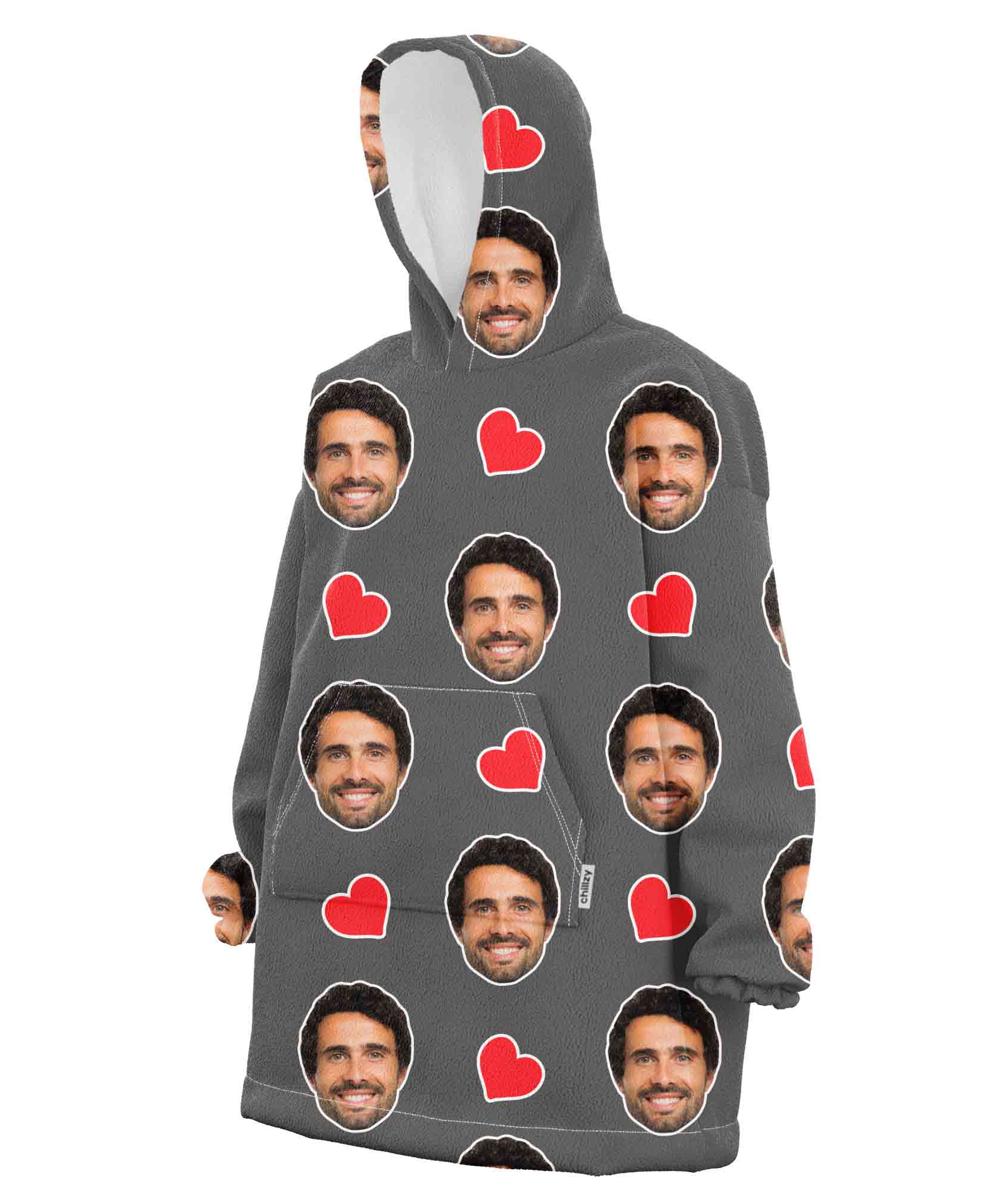 Love Hearts Face Blanket Hoodie