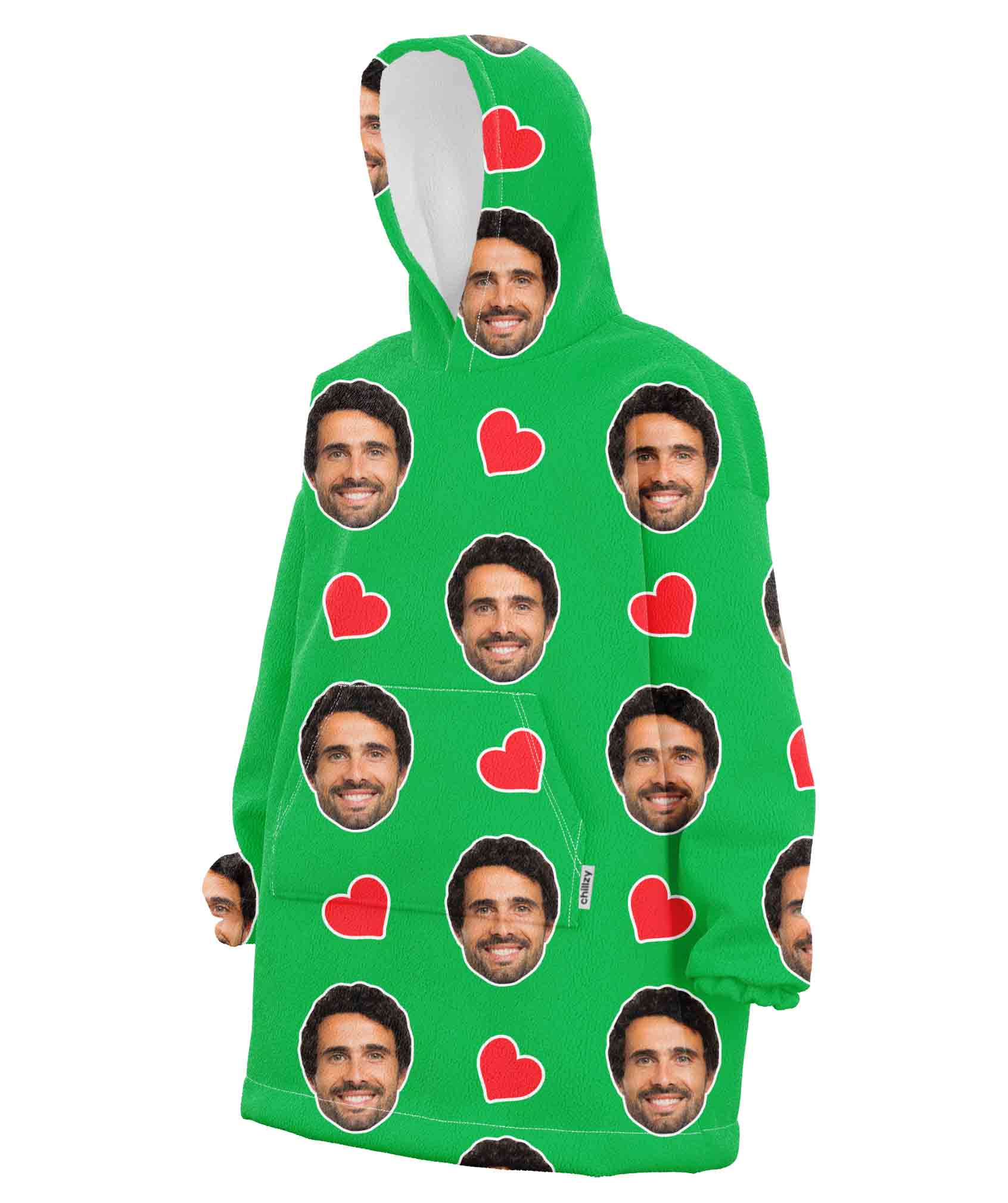 Love Hearts Face Blanket Hoodie
