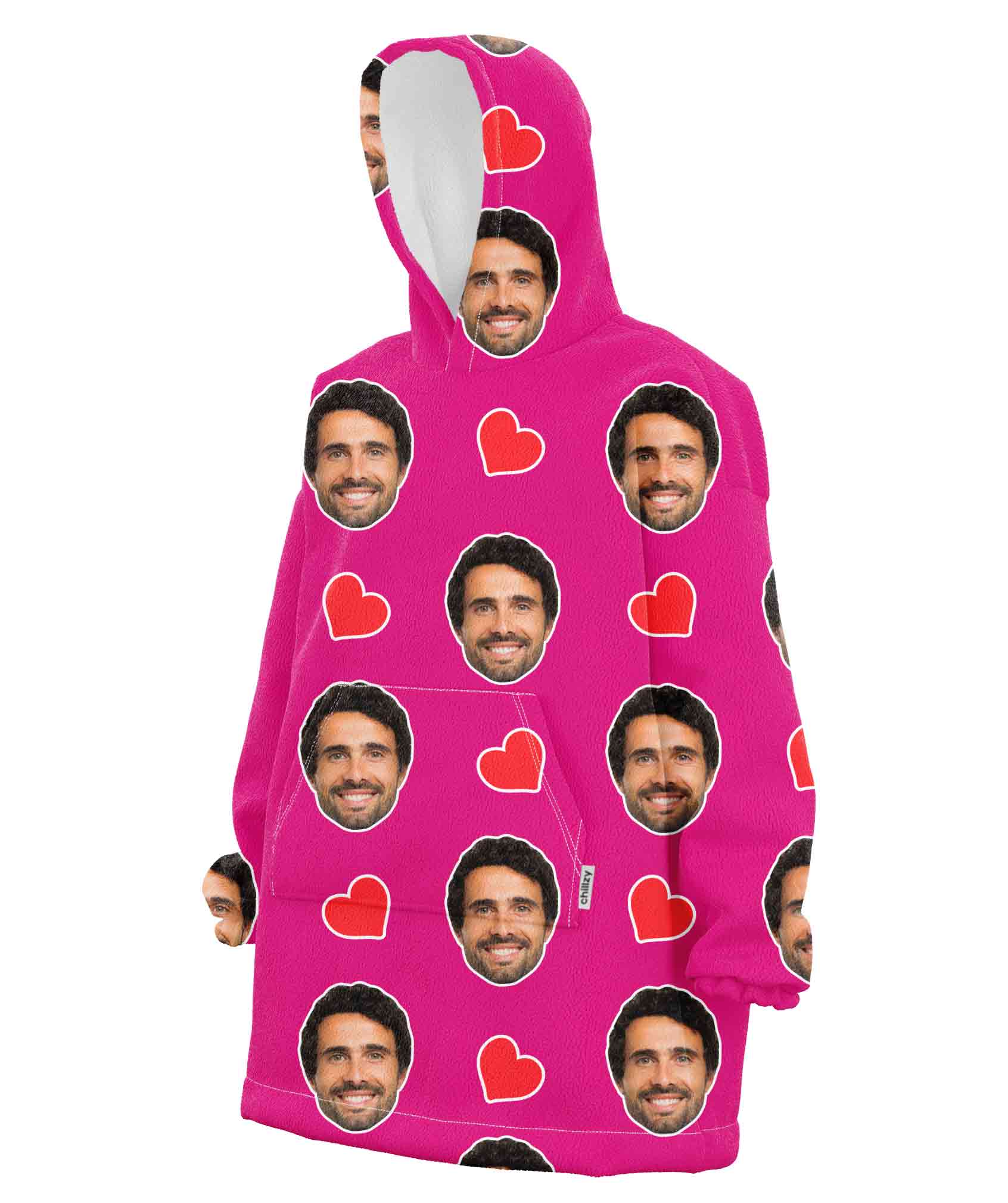 Love Hearts Face Blanket Hoodie