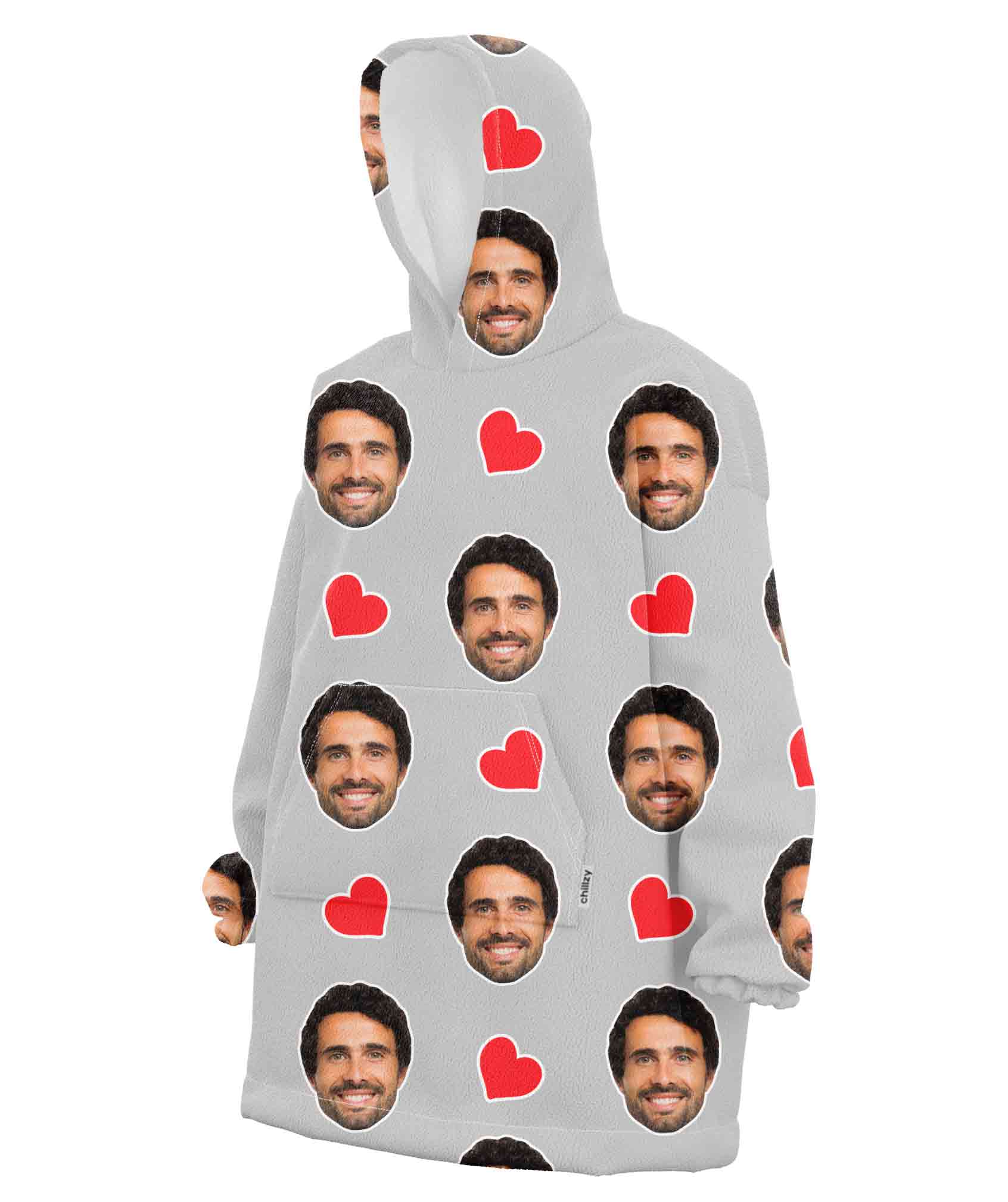 Love Hearts Face Blanket Hoodie