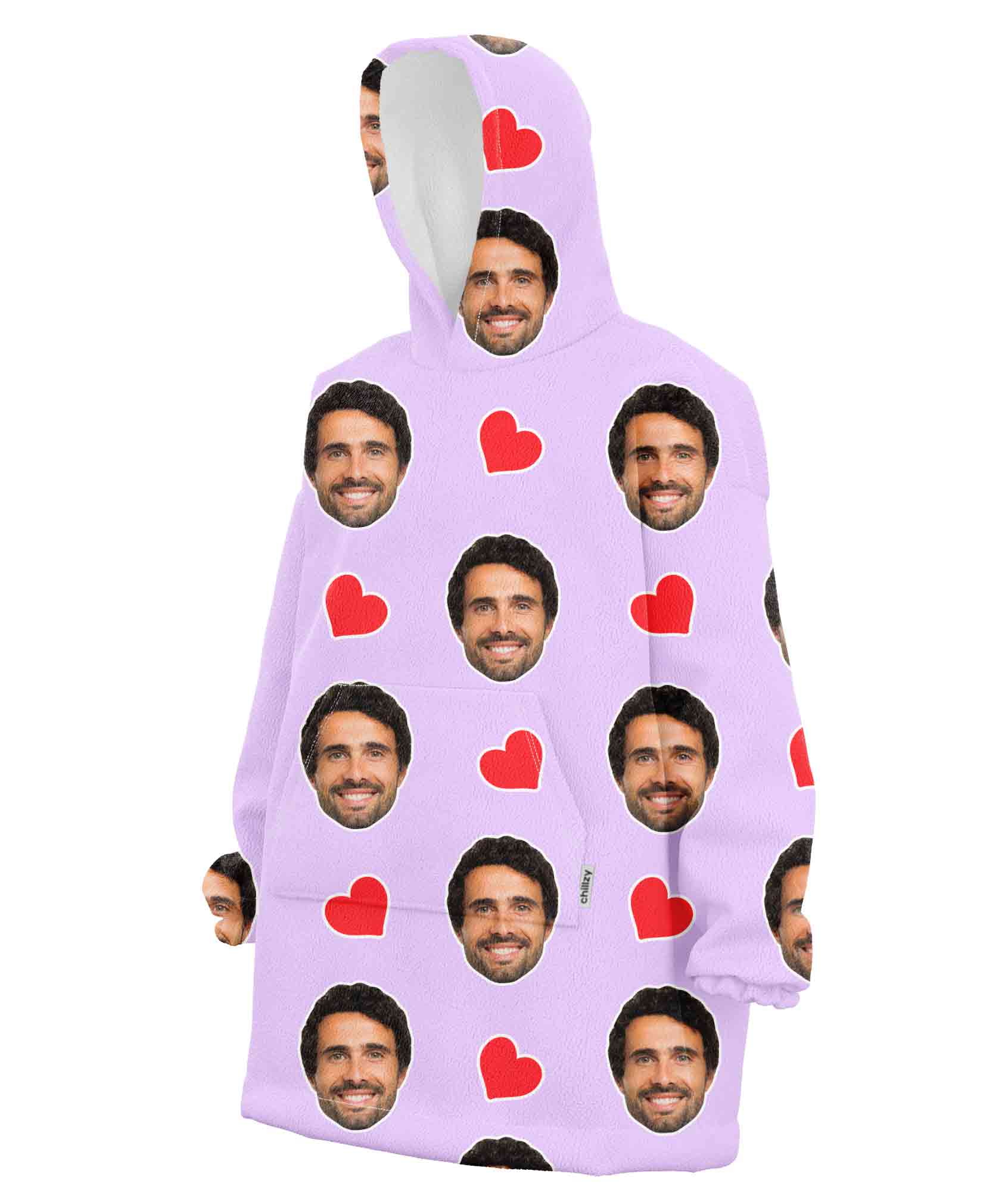 Love Hearts Face Blanket Hoodie