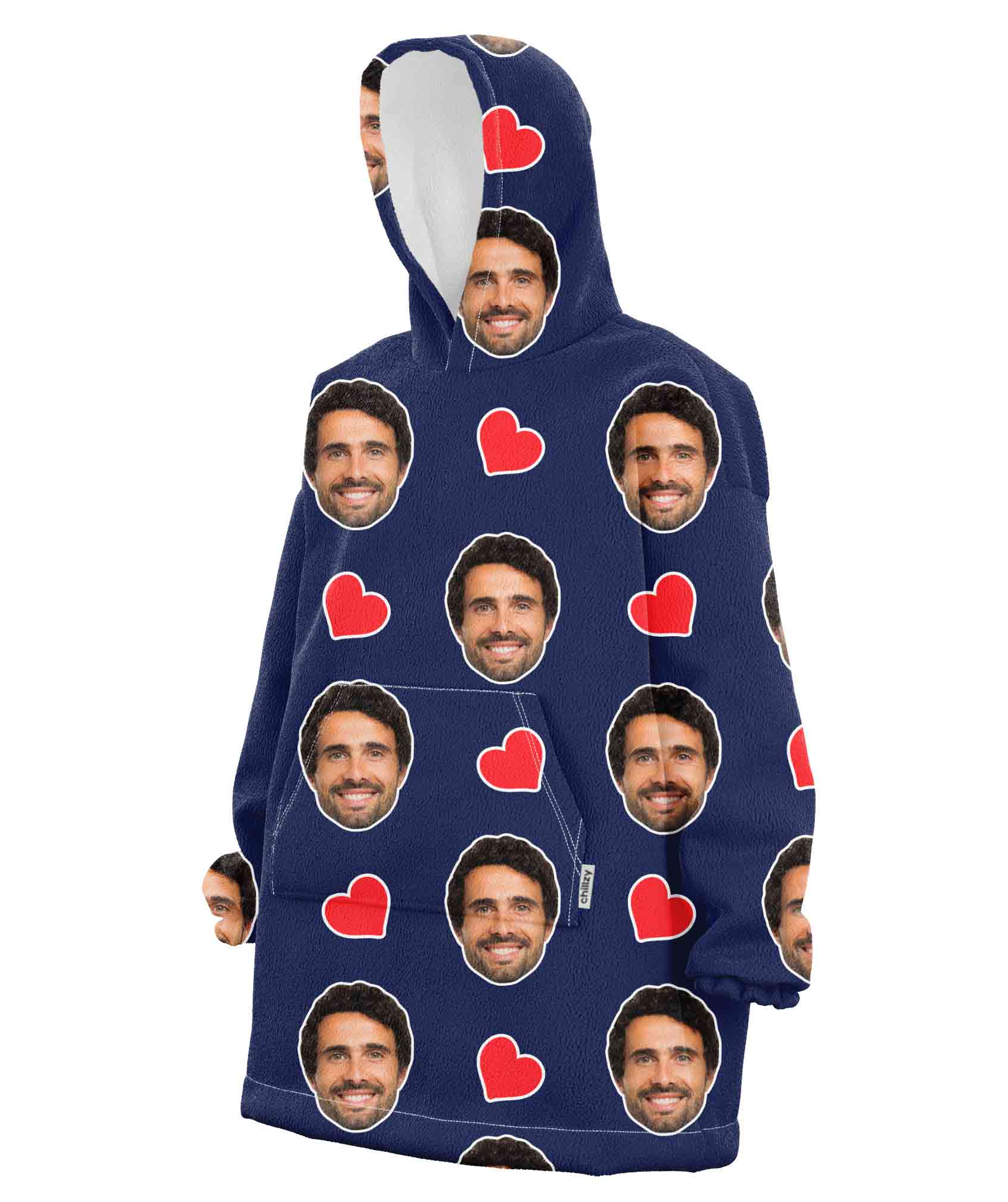 Love Hearts Face Blanket Hoodie