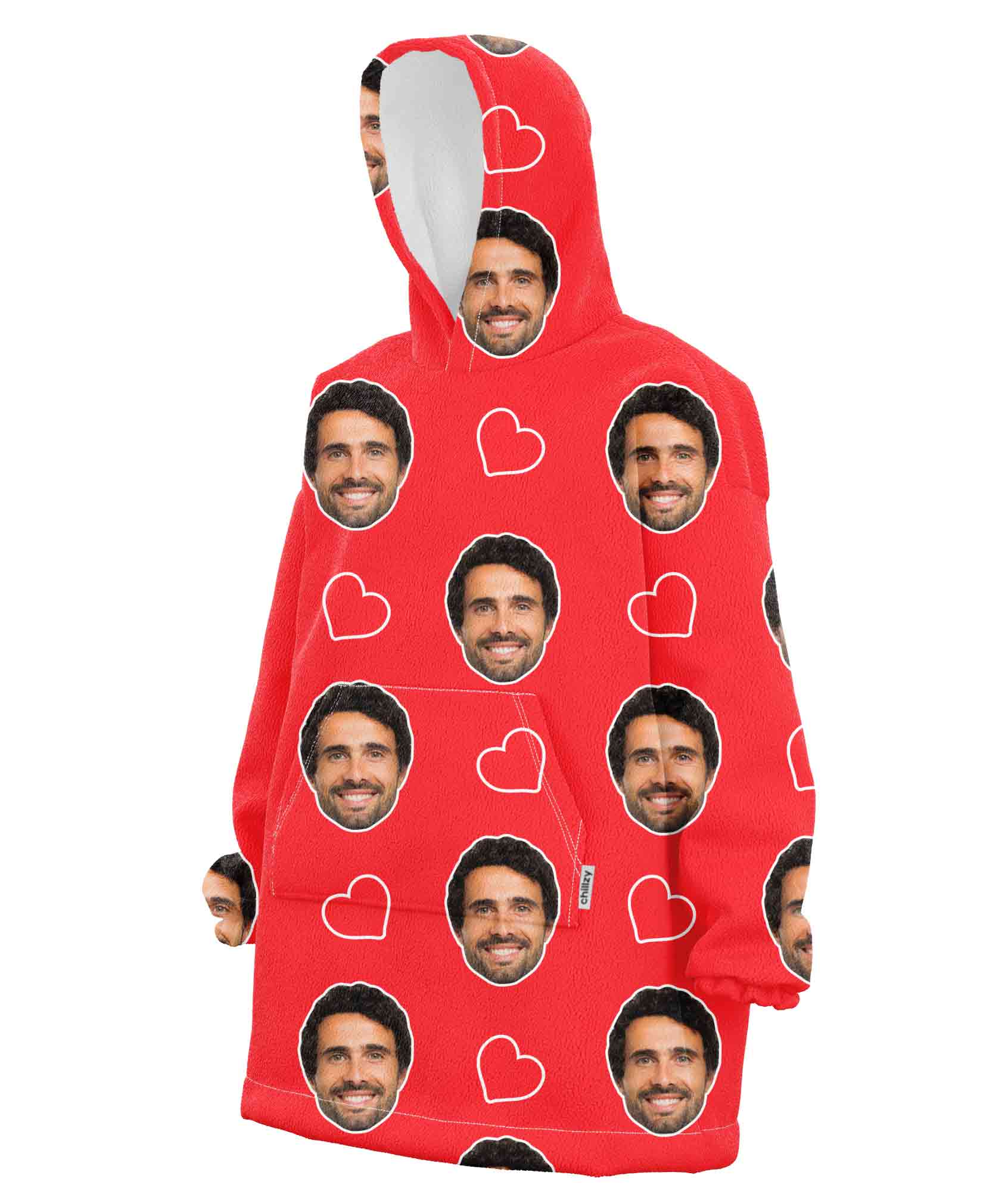 Love Hearts Face Blanket Hoodie