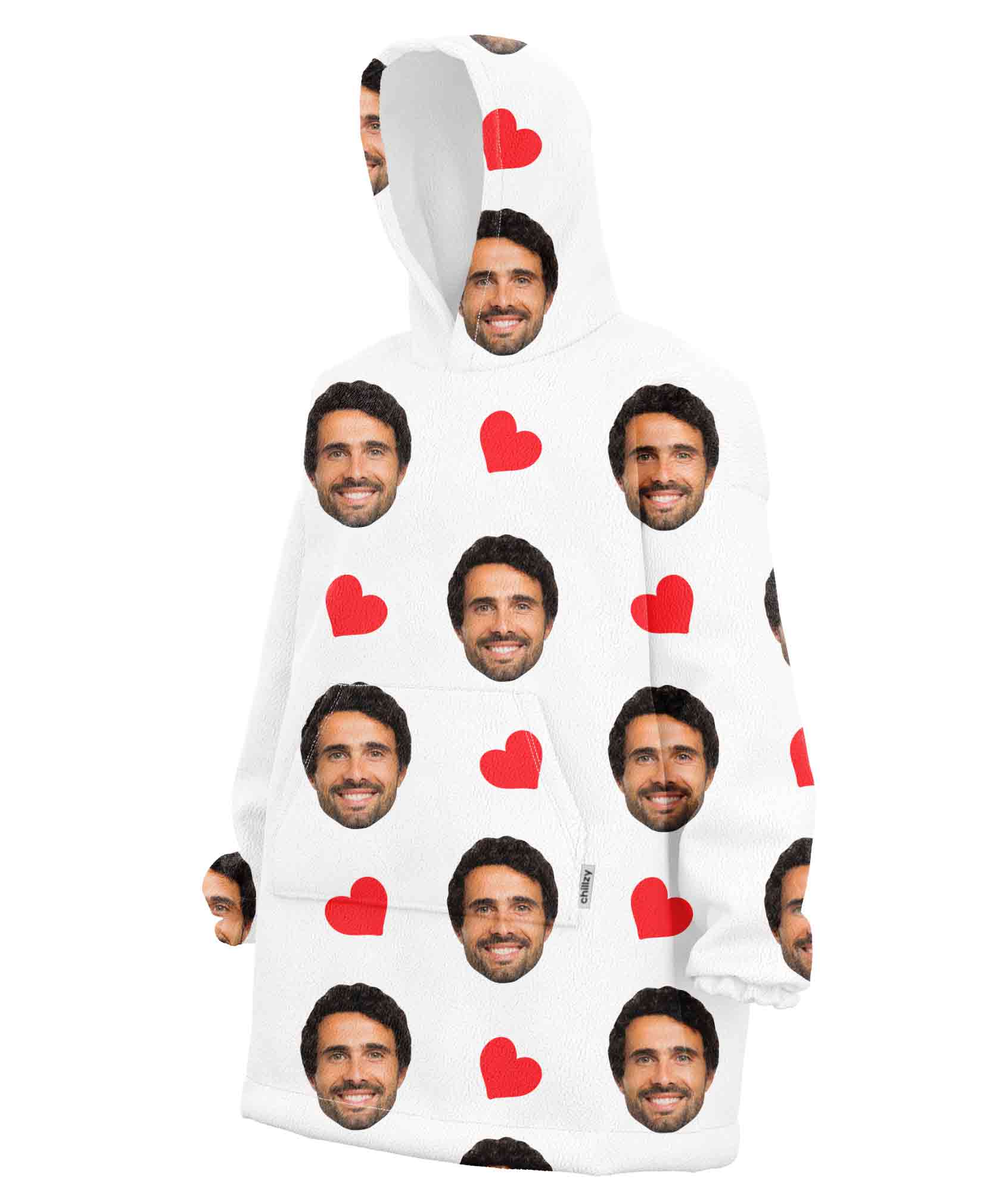 Love Hearts Face Blanket Hoodie
