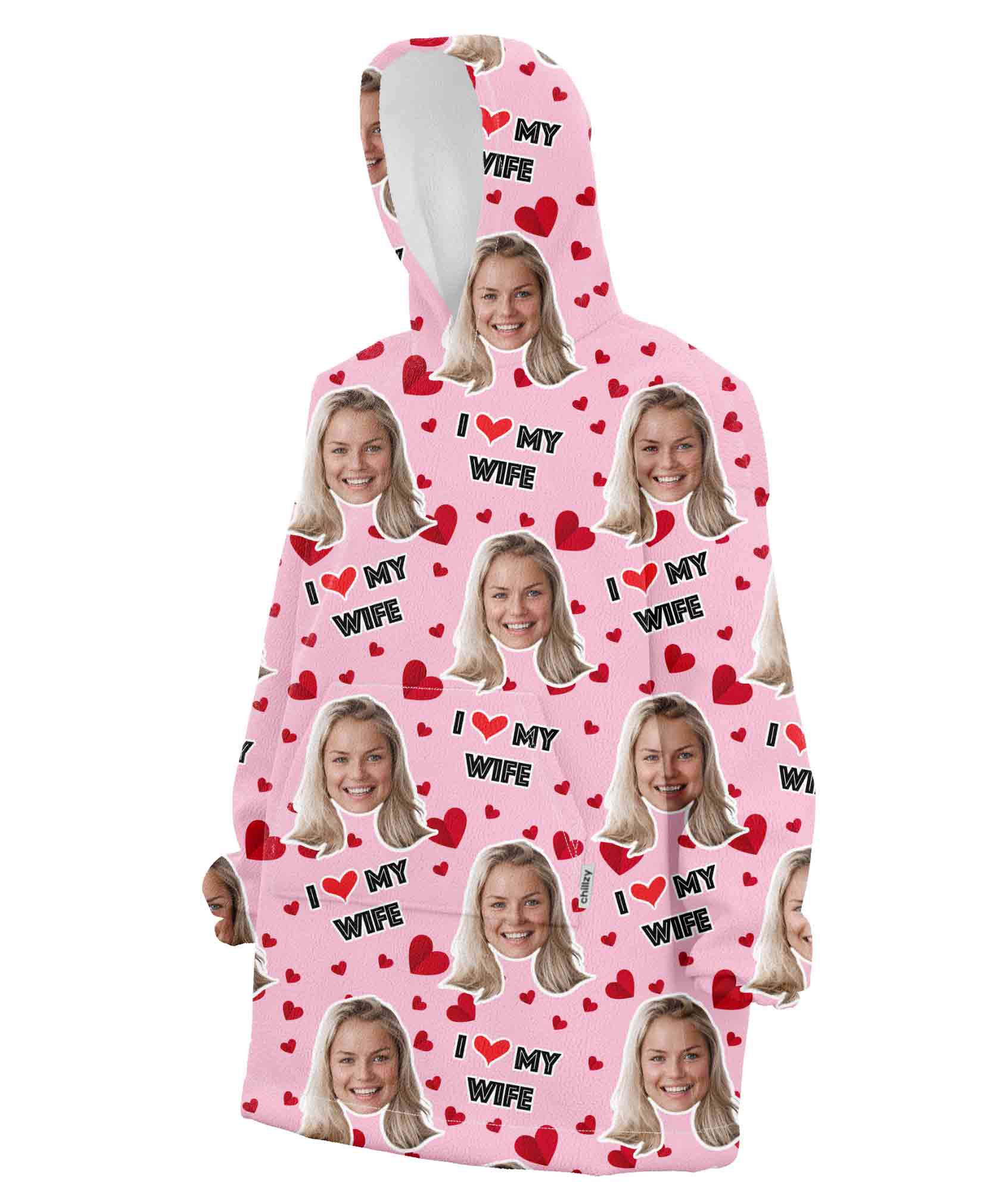 I Love My Wife Blanket Hoodie