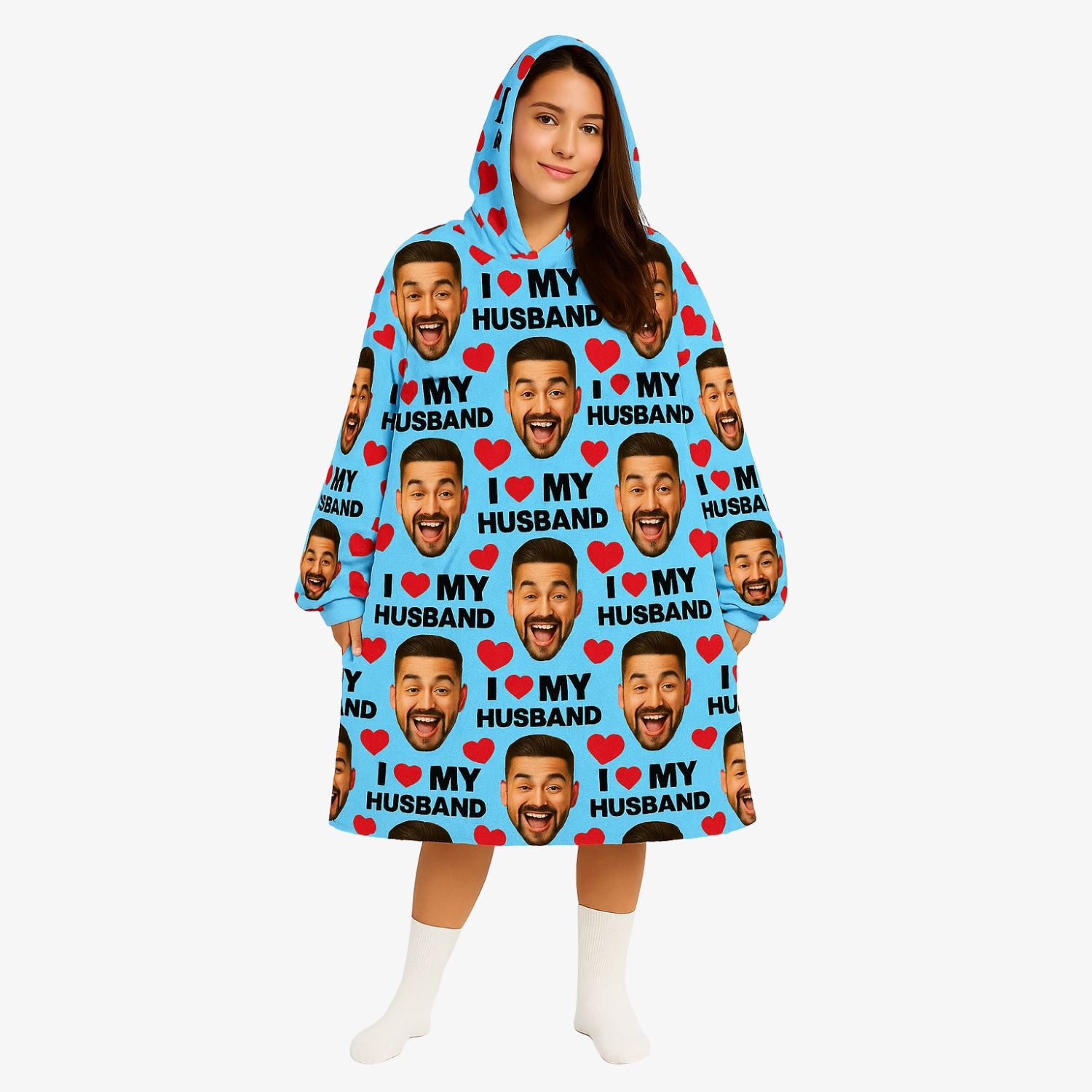 I Love My Husband Blanket Hoodie
