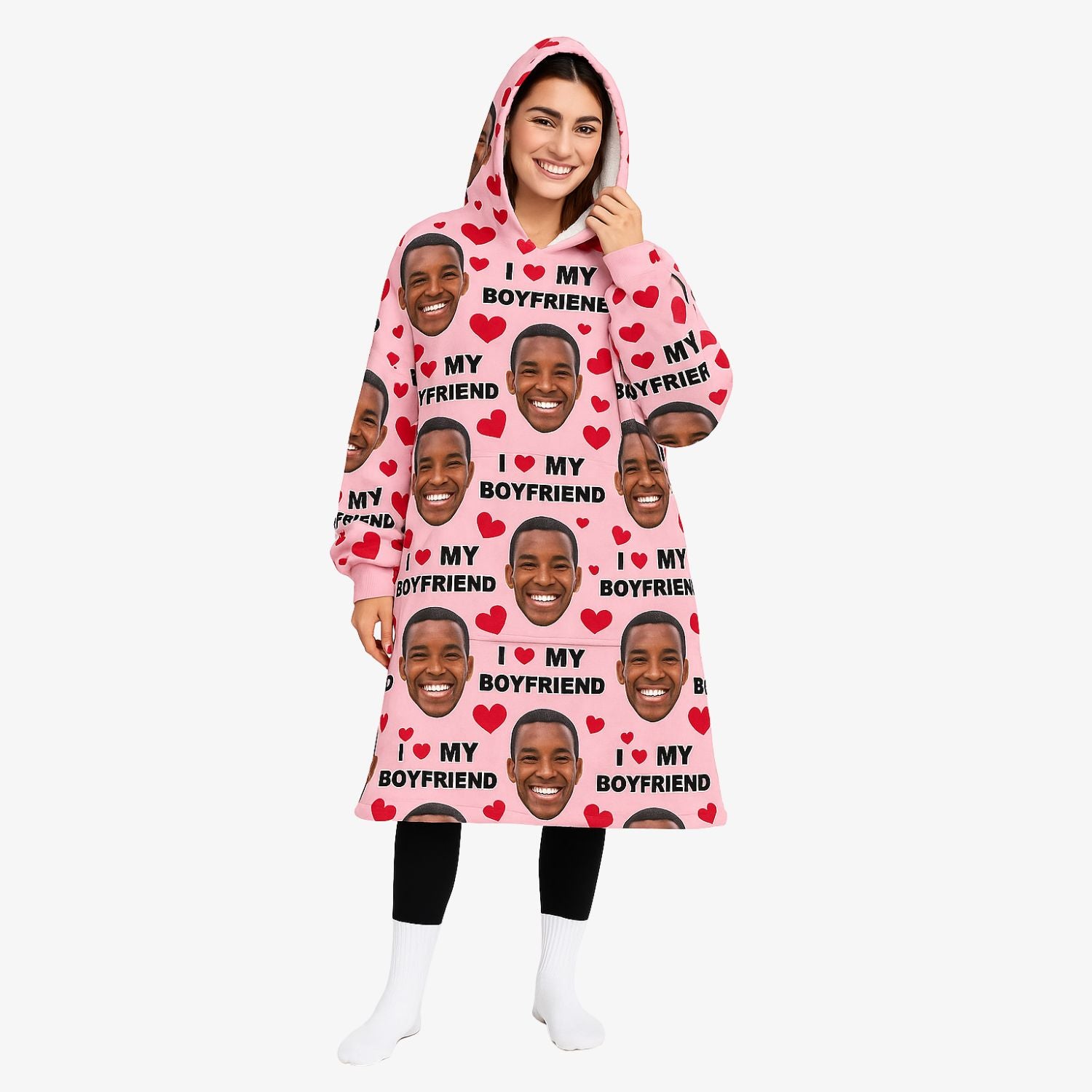 I Love My Boyfriend Blanket Hoodie
