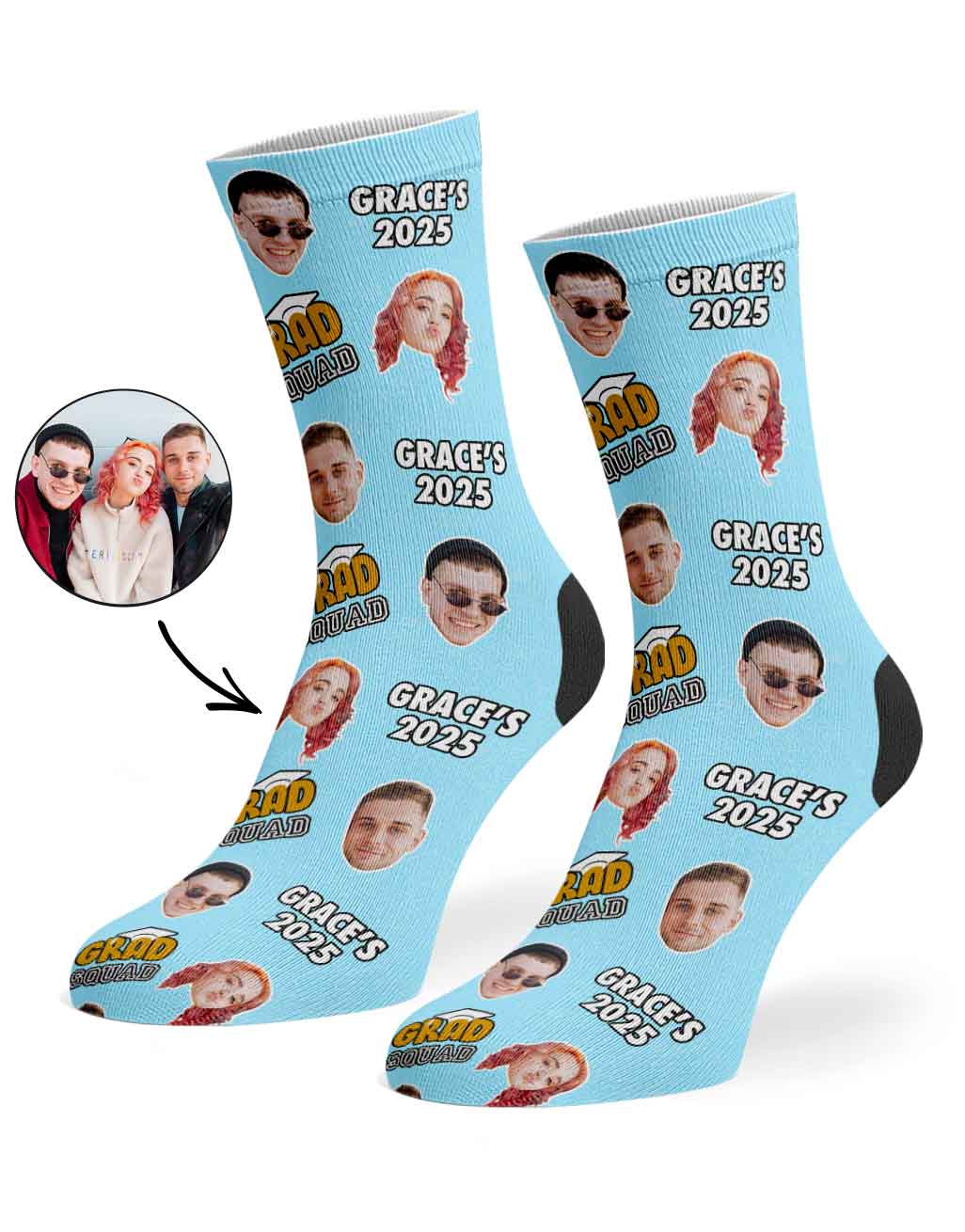 Custom Grad Squad Socks With Your Name & Faces