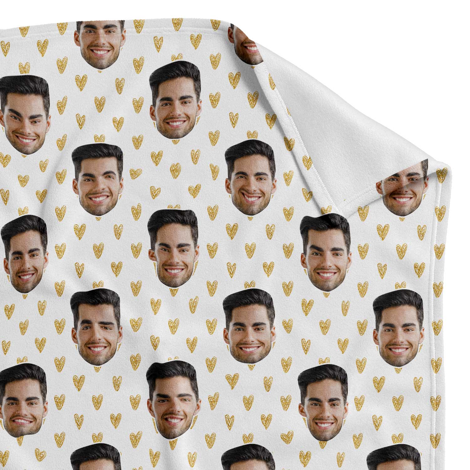 Gold Hearts Personalized Blanket